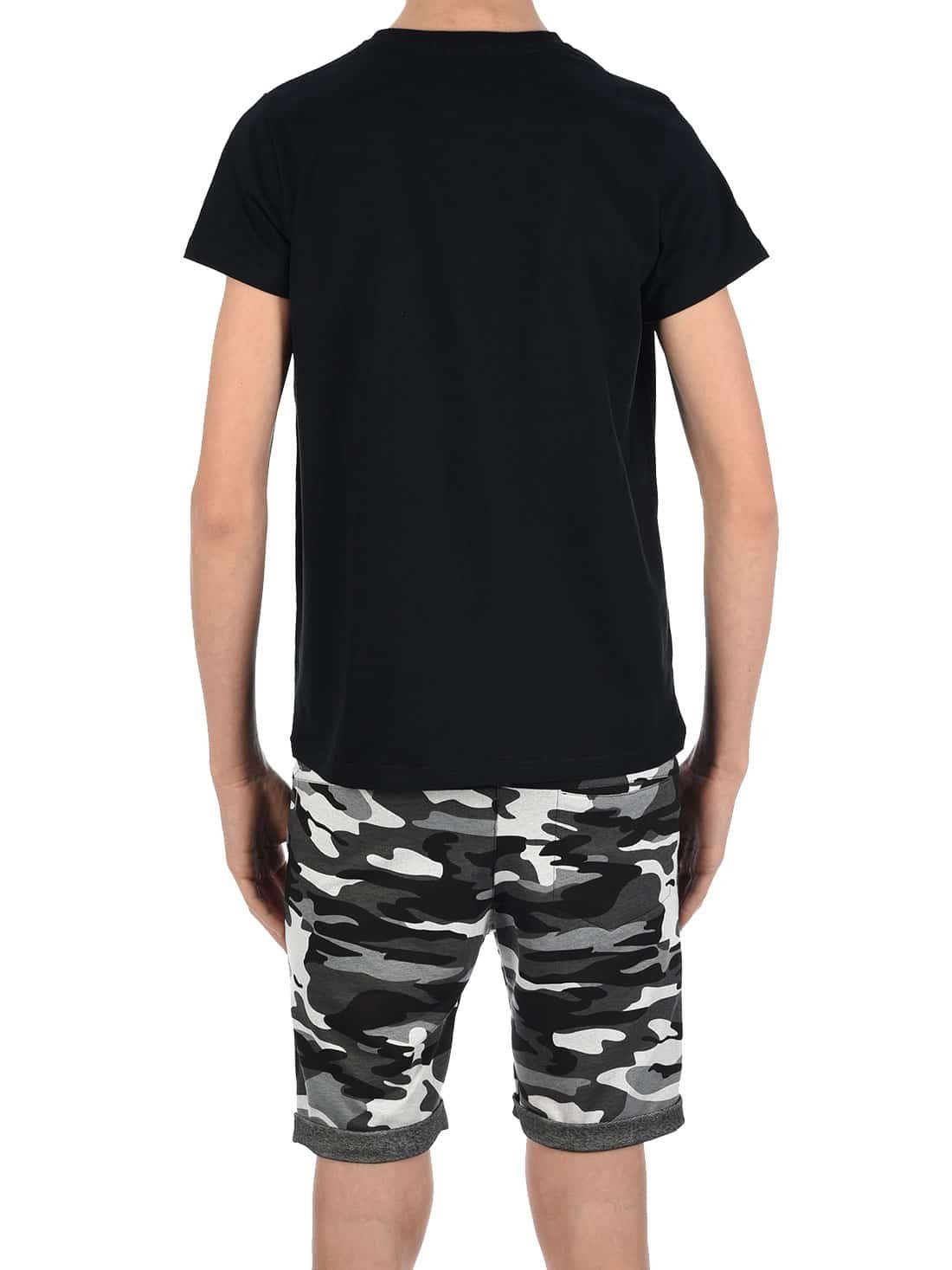 Jungen elastischem & mit Bund BEZLIT Shorts T-Shirt (1-tlg) / Set T-Shirt Camouflage Schwarz Shorts