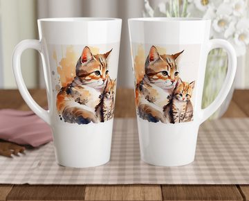 Alltagszauber Latte-Macchiato-Tasse - Jumbo-Becher CAT MUM, Keramik, extra groß, für 500ml Inhalt