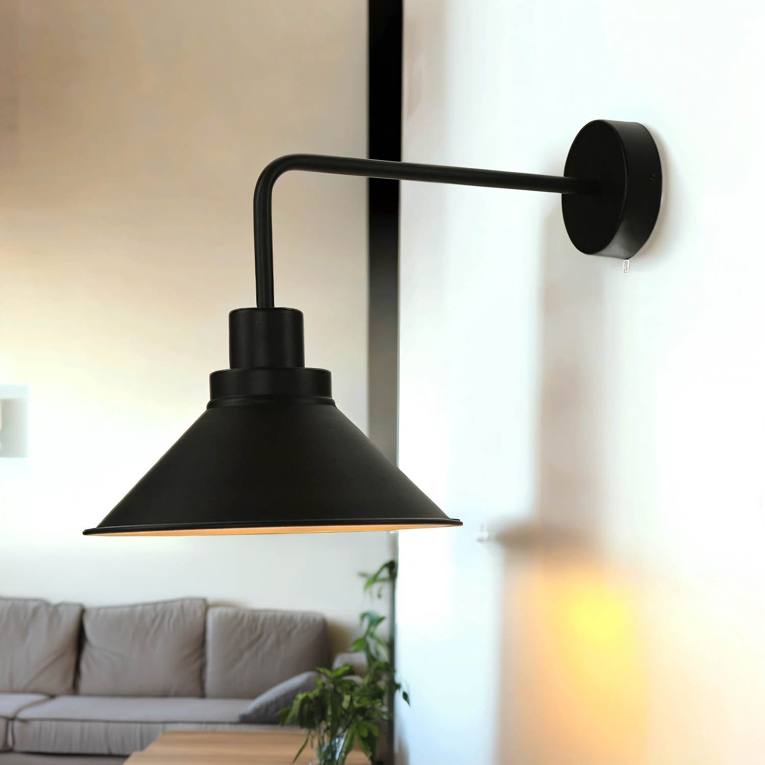 Licht-Erlebnisse Wandleuchte COLLIN, ohne Leuchtmittel, Wandlampe Schwarz Metall E27 Vintage Industrial Wohnzimmer