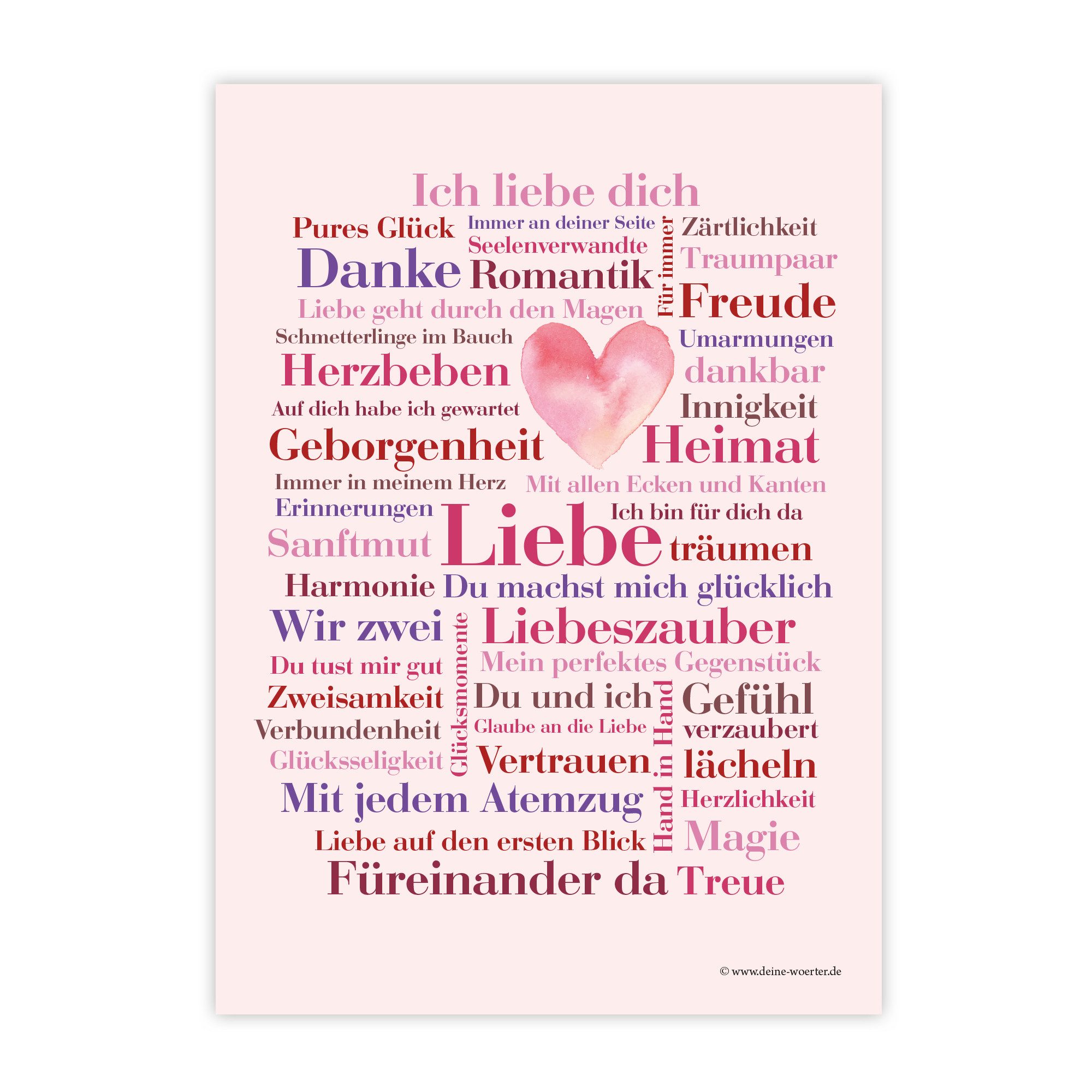 Deine Wörter Grußkarten Liebe Wörter Postkartenset, 5 Karten, DIN A6