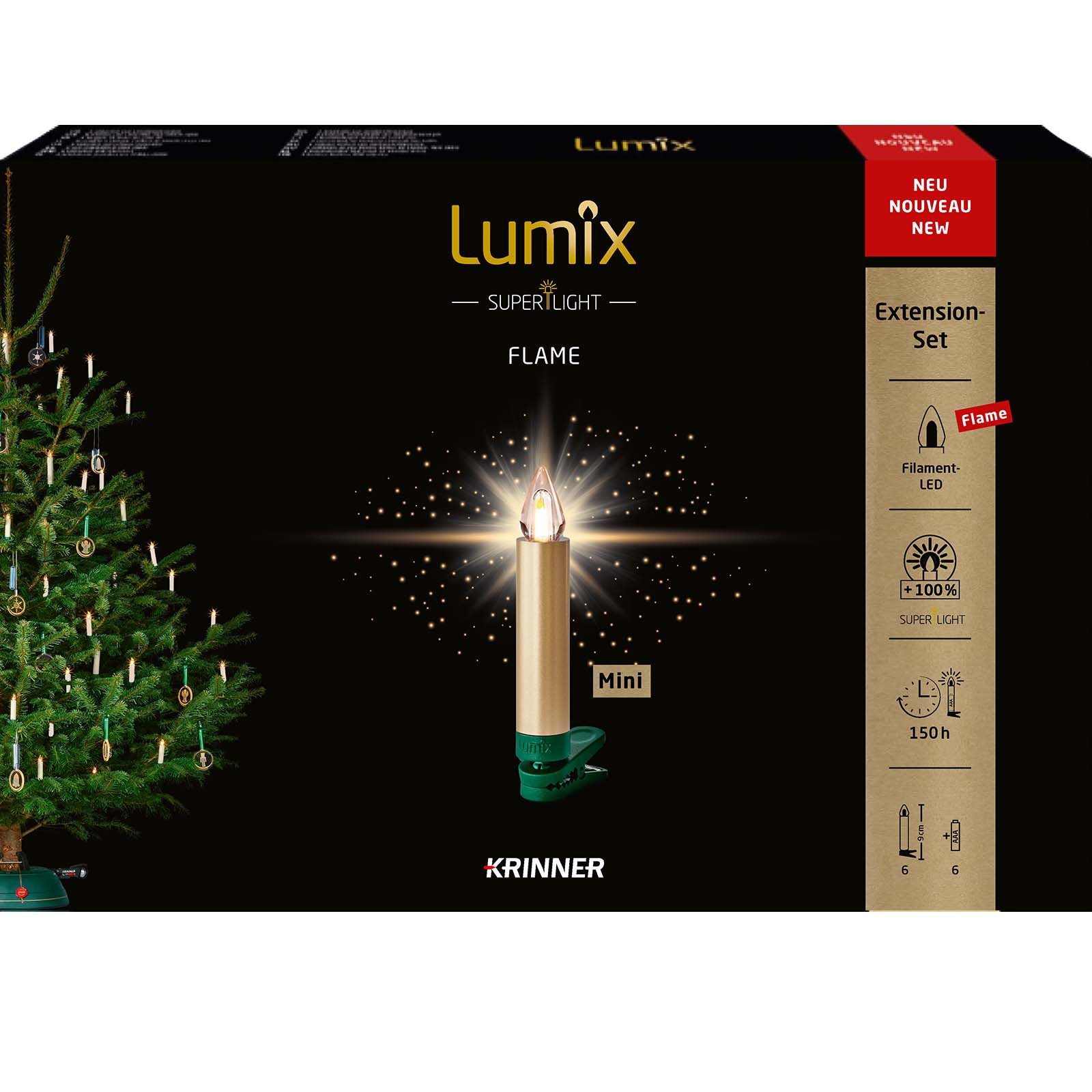 lumix LED-Christbaumkerzen LUMIX SuperLight Flame Mini Metallic Gold Erweiterung