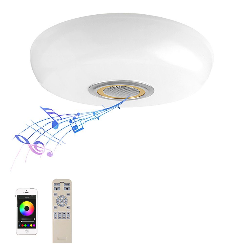 Fernbedienung/APP-Steuerung RGB Bluetooth fest Farbwechsel, Gold integriert, LED Deckenlampe, Deckenleuchten 60W home LED style mit Bluetooth Lautsprecher