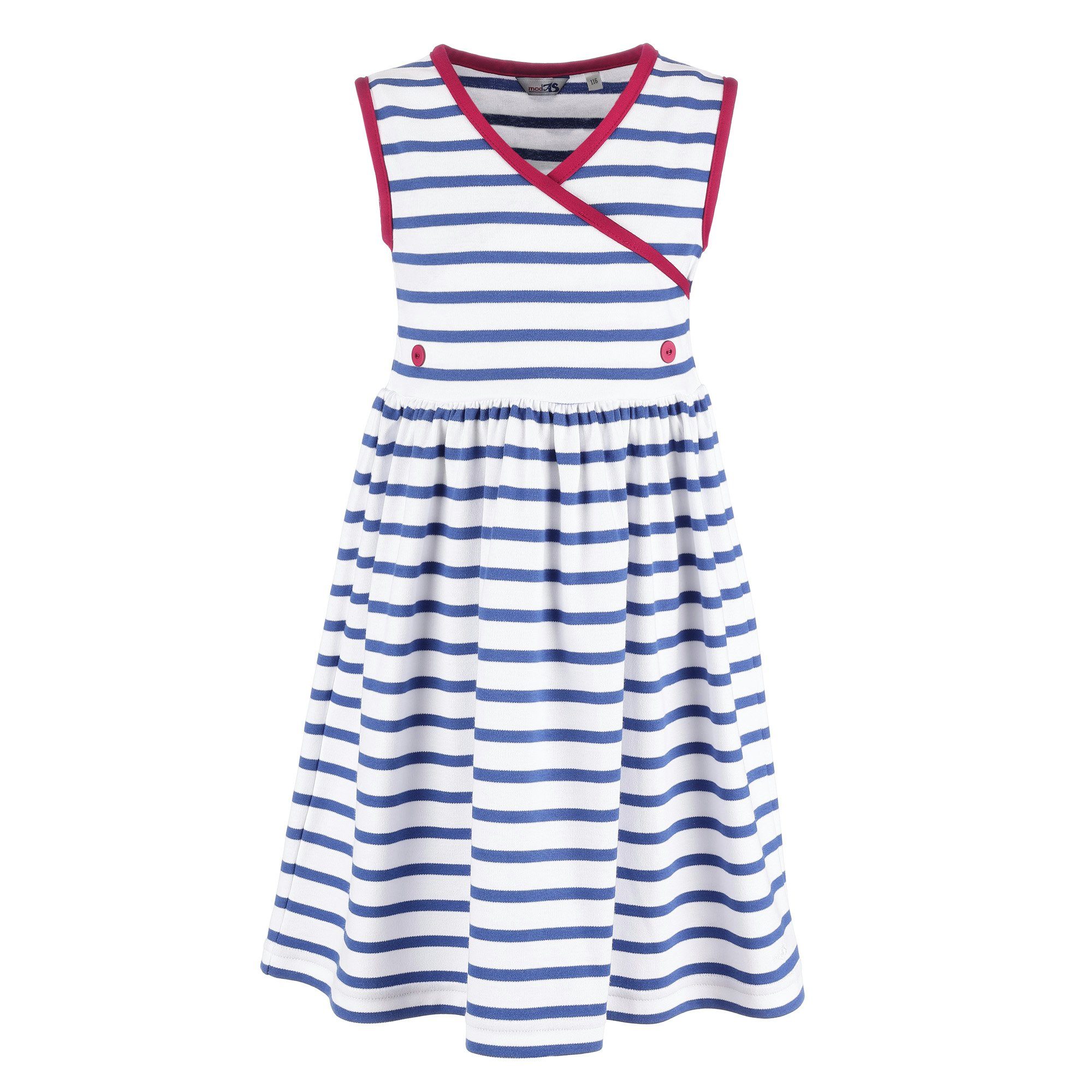 modAS Strandkleid (1-tlg) Bretonisches Mädchenkleid Maritim - Gestreiftes Kleid für Mädchen (72) weiß / royal
