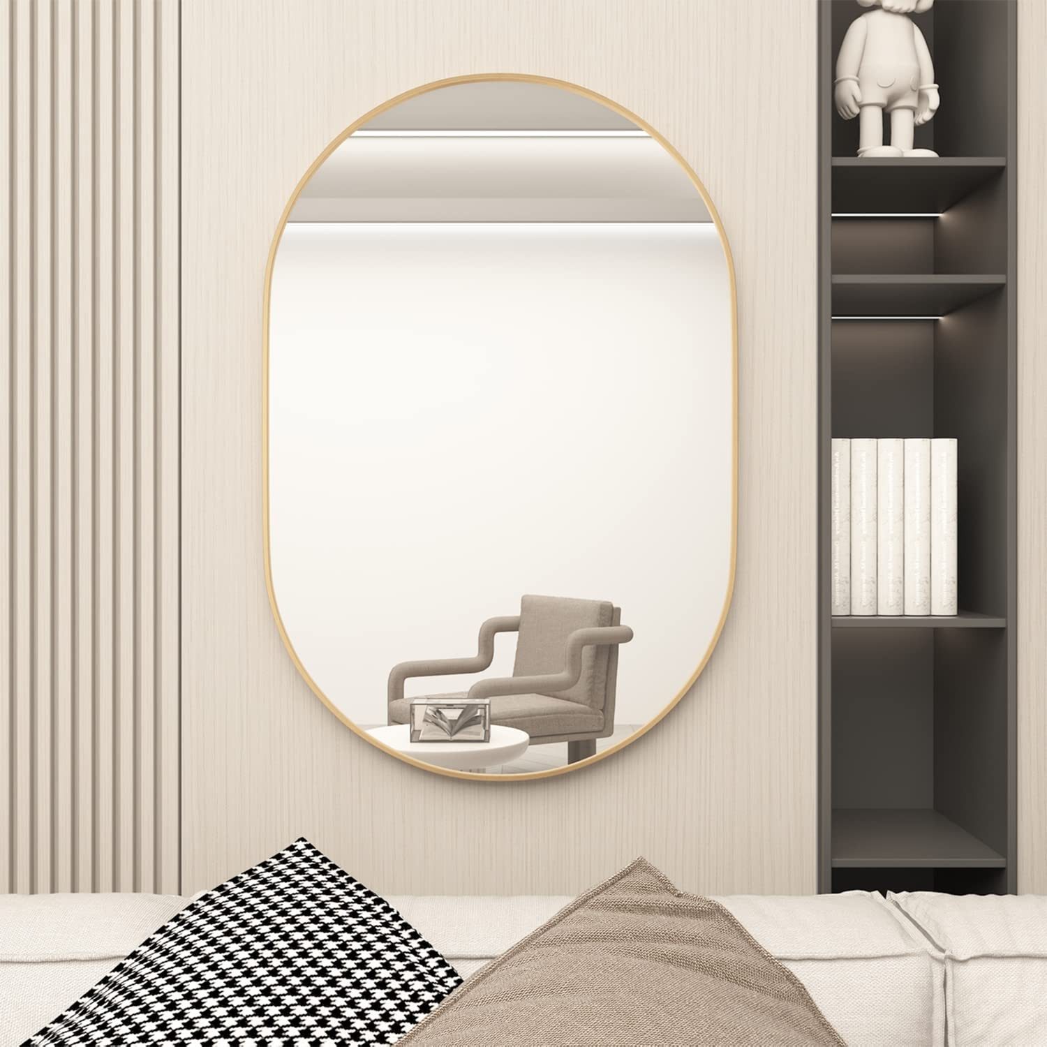 CASSILANDO Badspiegel Ovaler Wandspiegel, Badezimmerspiegel, 75 * 50cm Aluminium (Packung, Bad Speigel), Aluminium Alloy Rahmen – Bild 4 von 5