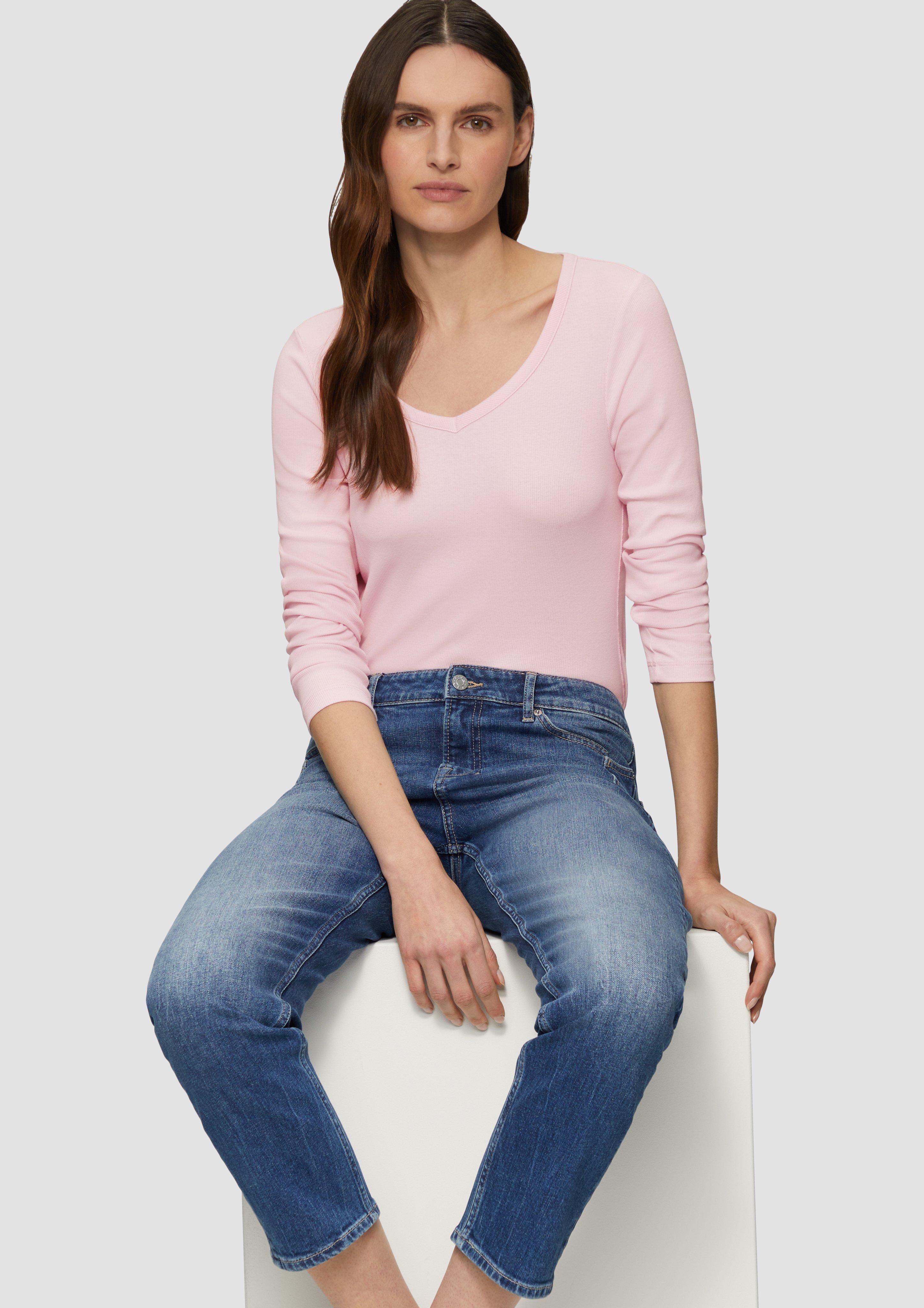 s.Oliver Langarmshirt Feines Jersey-Longsleeve mit Rippstruktur günstig online kaufen