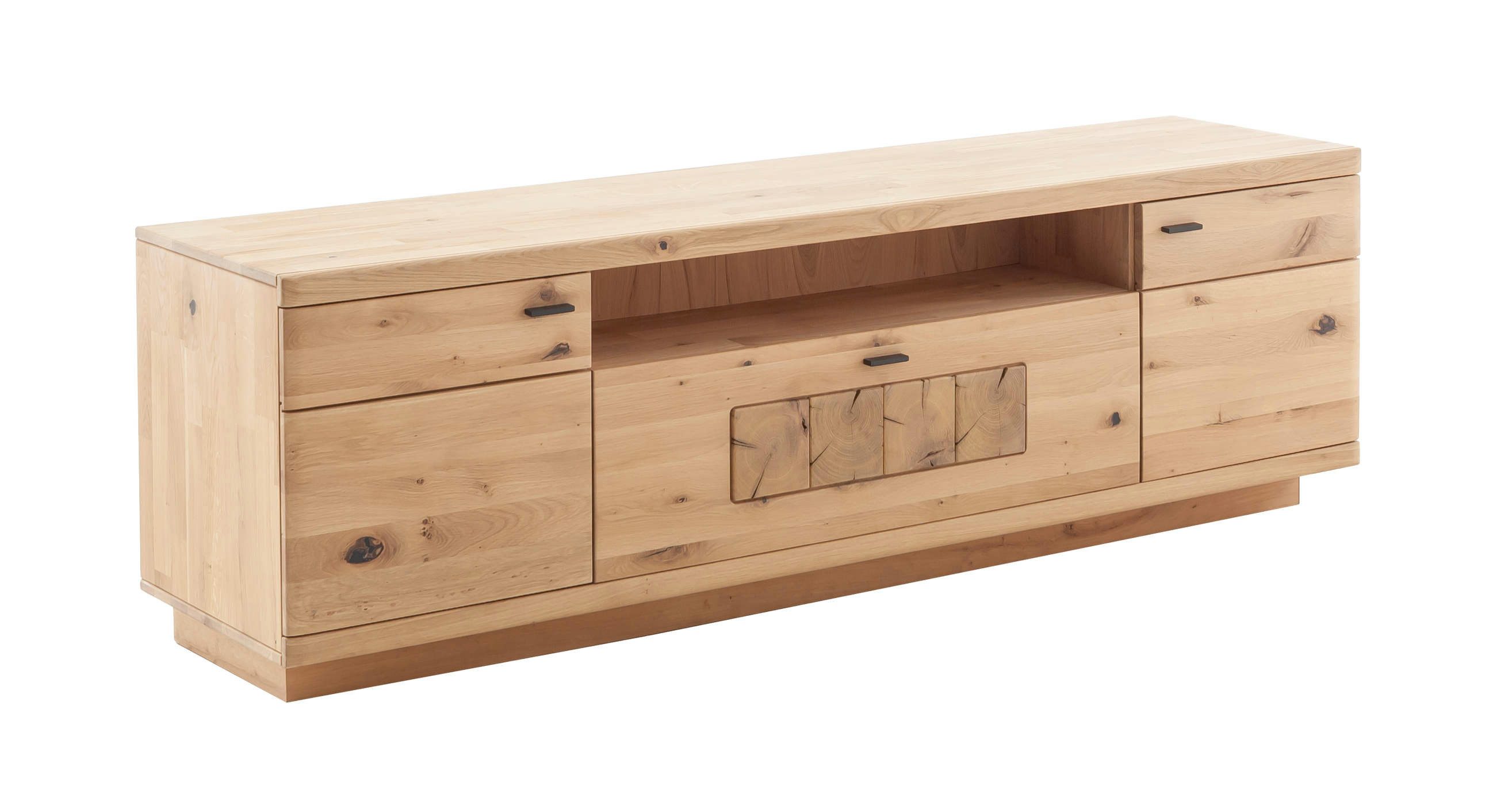 Empinio24 Lowboard Palencia, Breite 205 cm, Höhe 64 cm, Balkeneiche massiv, montiert