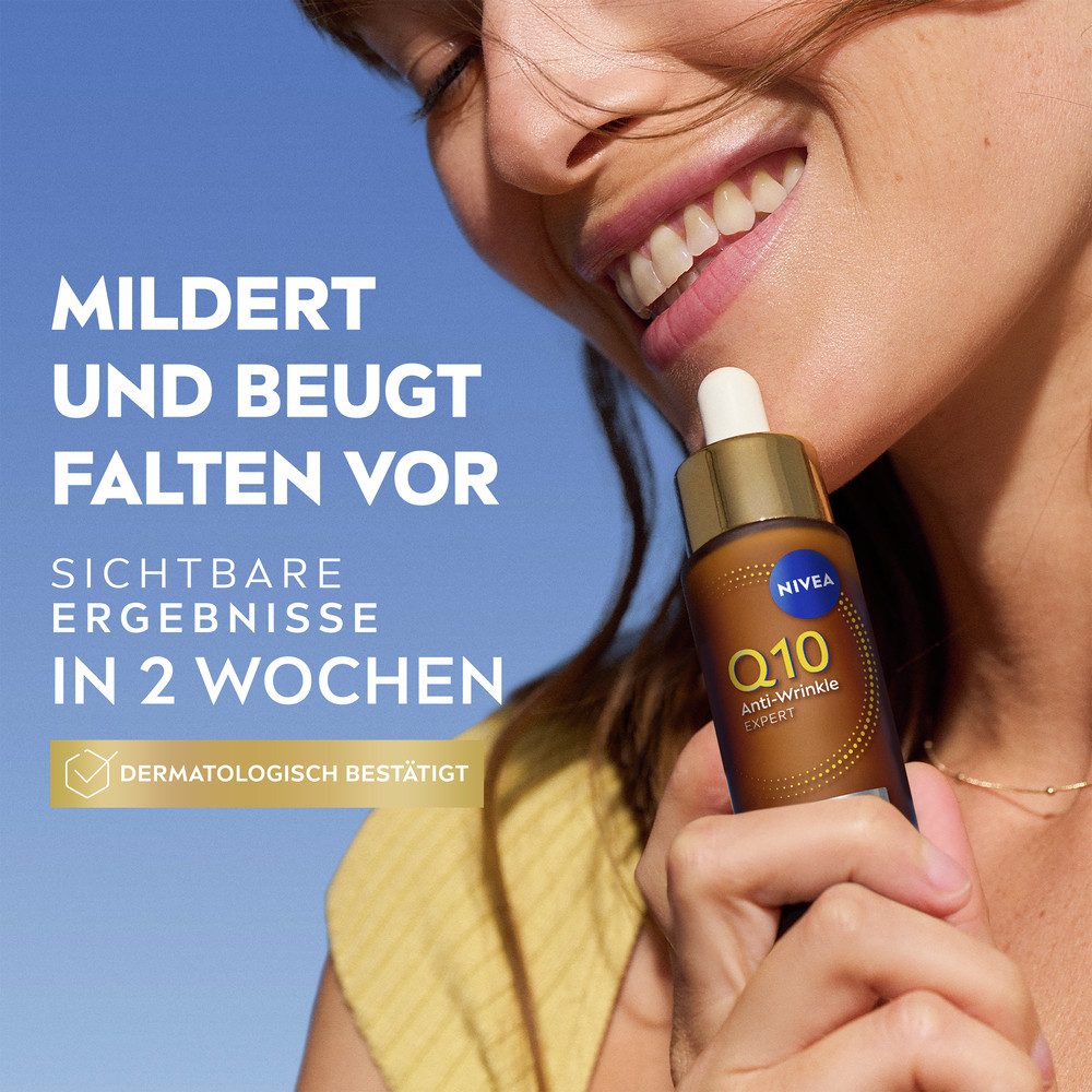 Nivea Gesichtsserum Q10 ANTI-FALTEN EXPERTE DUAL ACTION SERUM, mit Dual-Action-Wirkung gegen Falten, Fluid-Textur, für alle Hauttypen