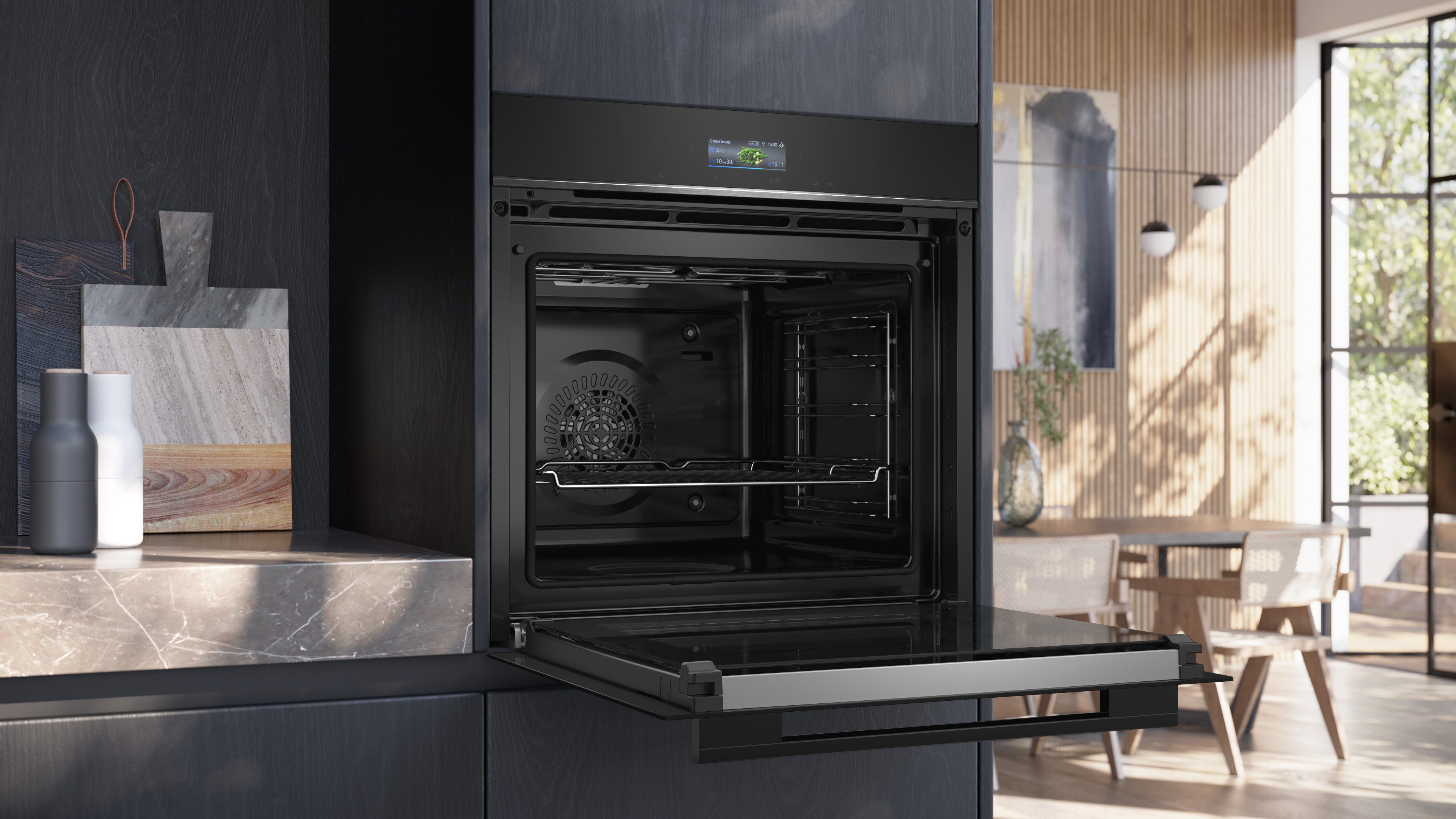 SIEMENS Pyrolyse Backofen iQ700 HB772A1B1, mit Teleskopauszug nachrüstbar