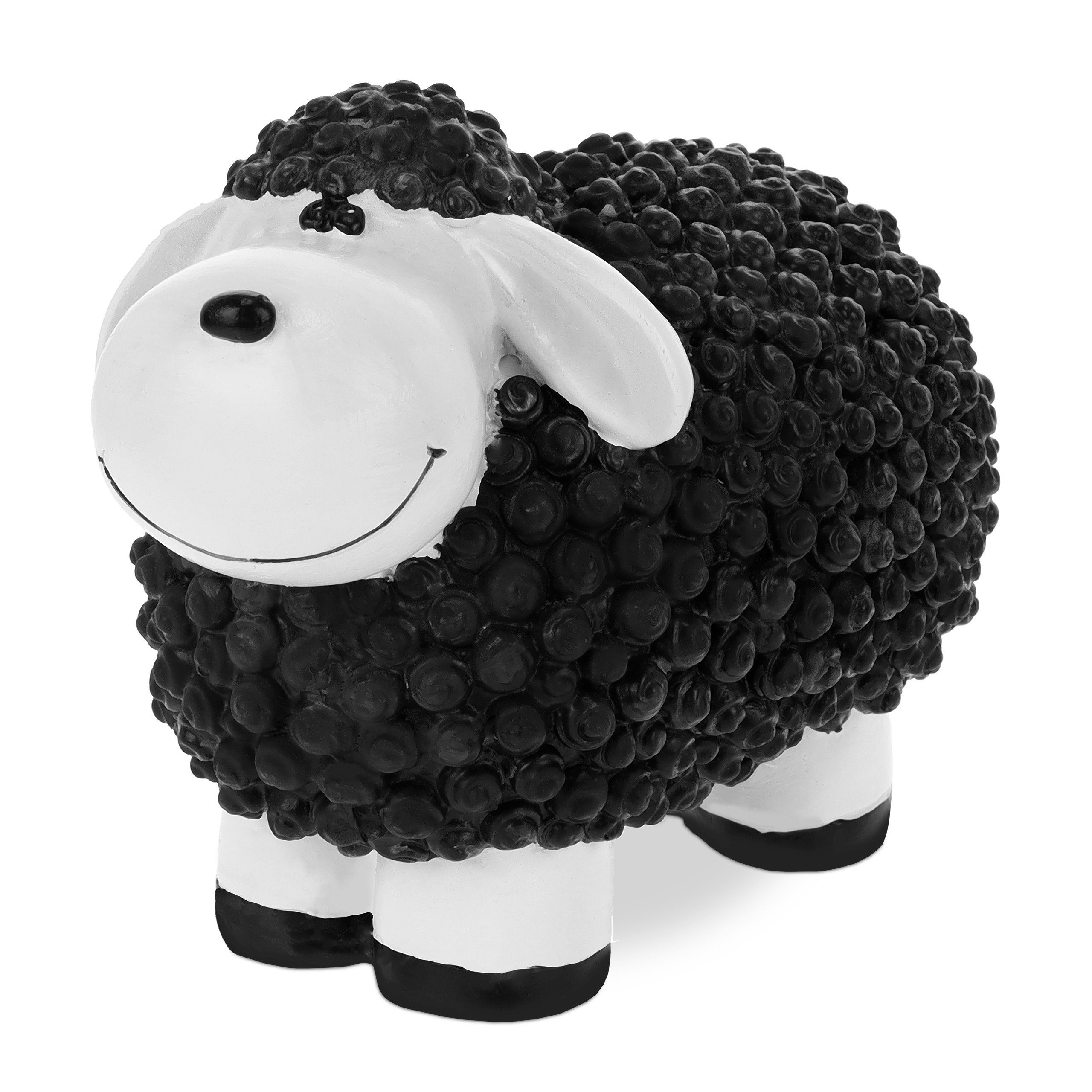 Gartenfigur Schwarz Gartenfigur Schaf, Schwarz Weiß relaxdays