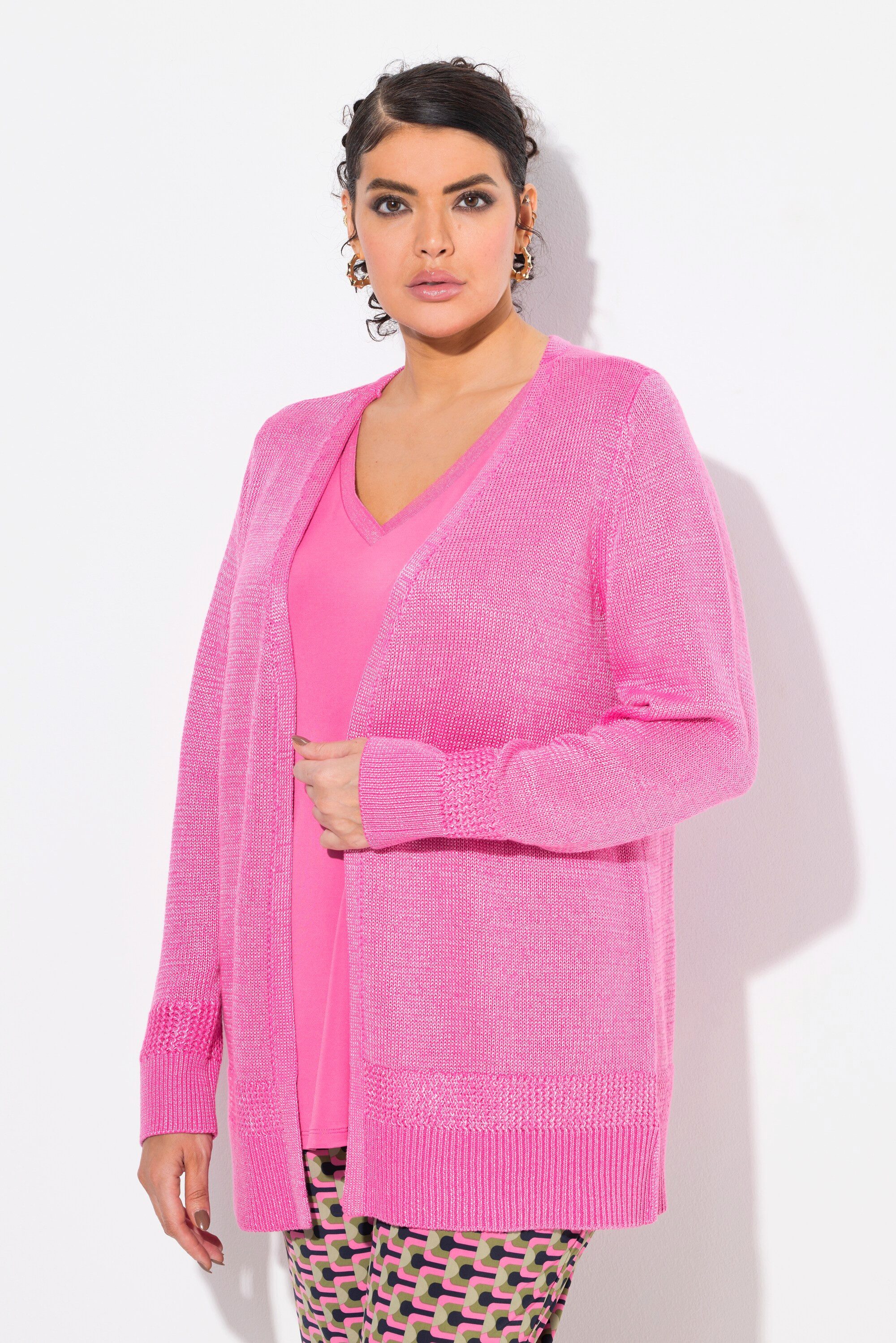 Ulla Popken Strickjacke Strickjacke V-Ausschnitt offene günstig online kaufen