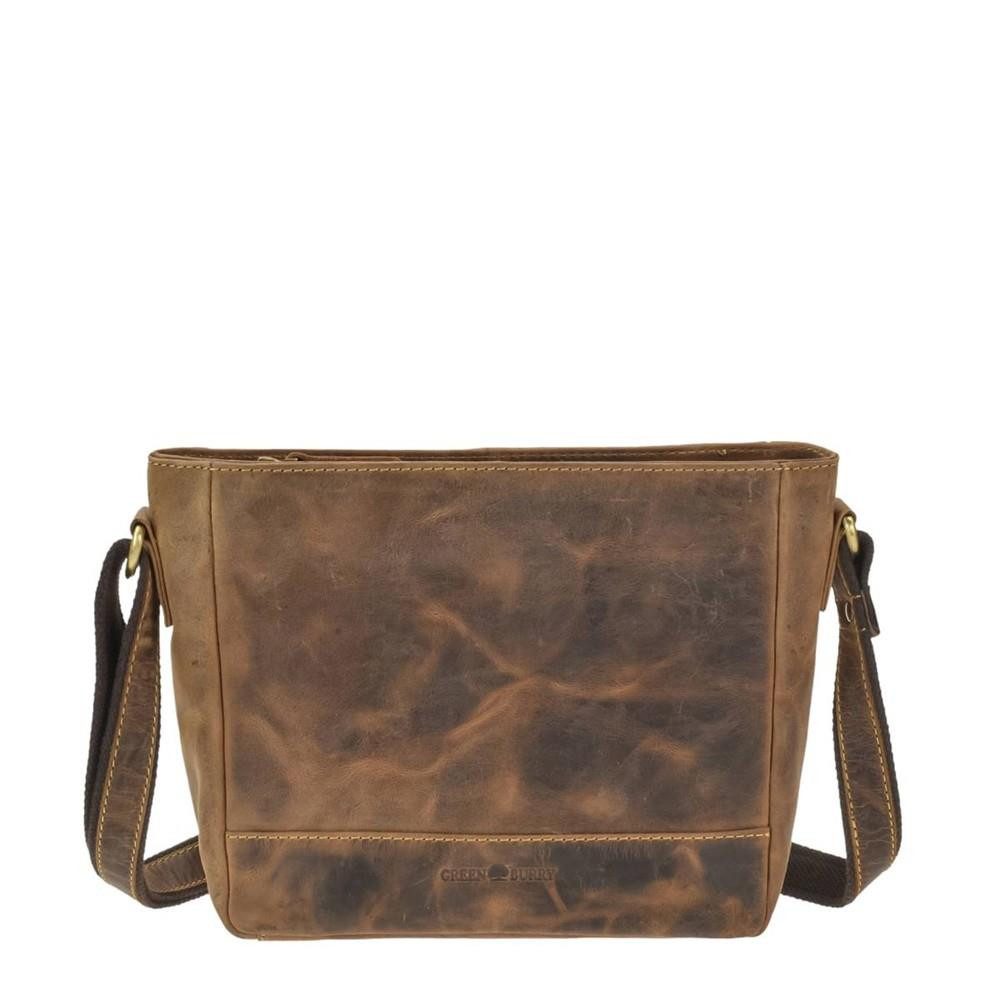 Umhängetasche "Vintage" Schultertasche Leder 29x21cm antikbraun