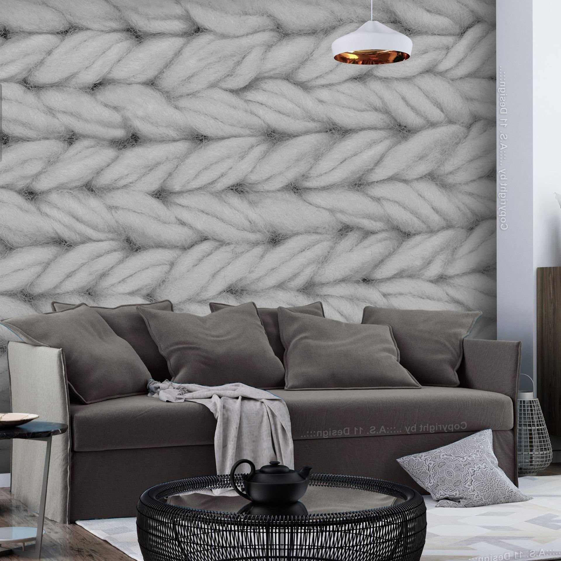 KUNSTLOFT Vliestapete Real Wool - Second Tapete Design 0.98x0.7 m, lichtbeständige matt, Variant