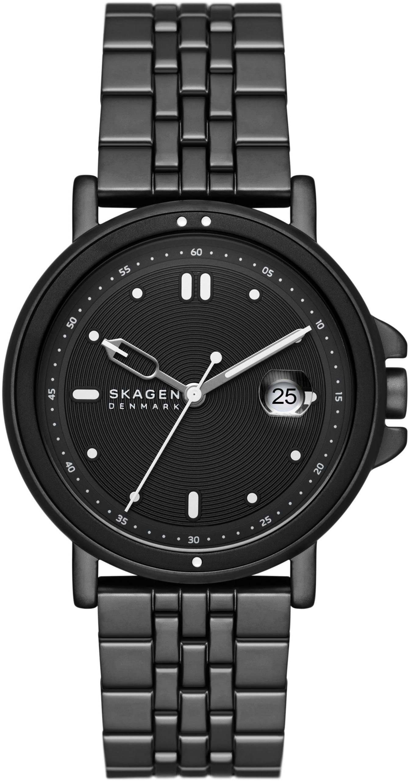 Skagen Quarzuhr SIGNATUR SPORT, Armbanduhr, Herrenuhr, Datum, analog, Edelstahlarmband