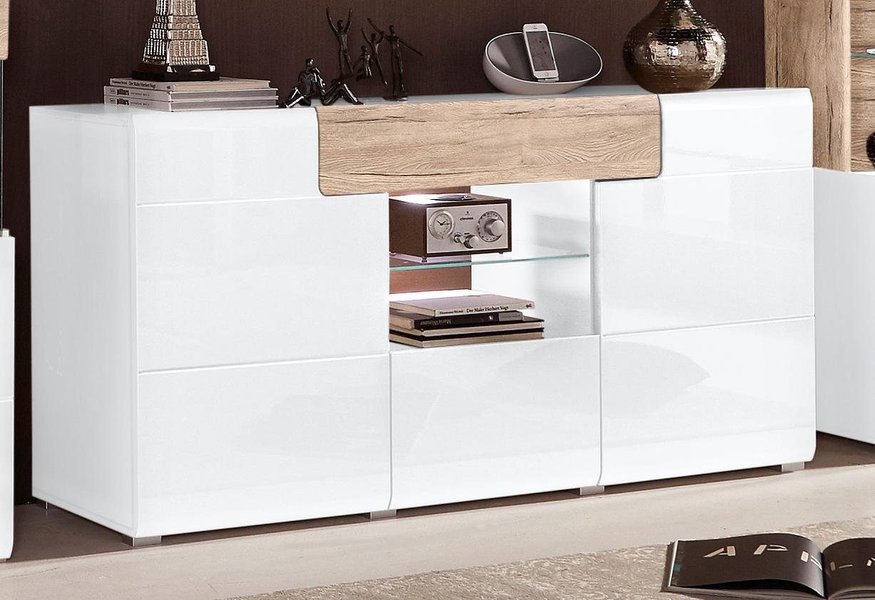 OTTO home Sideboard Toledo,Breite 159cm,moderne Anrichte mit dekorative Fräsungen,grifflos, Kommode viel Stauraum, Einlegeböden verstellbar,ohne Beleuchtung