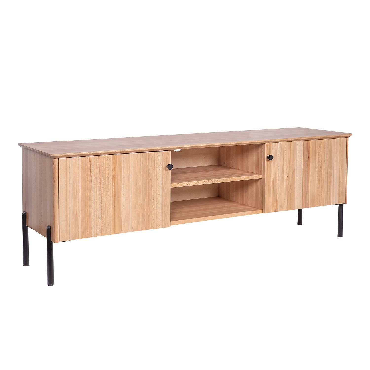 ERST-HOLZ Sideboard Kernbuche Fernsehschrank Schrank Lowboard mit 2 Türen, 90.51-13-155 Medienschrank Sideboard2 TürenKernbuche natur