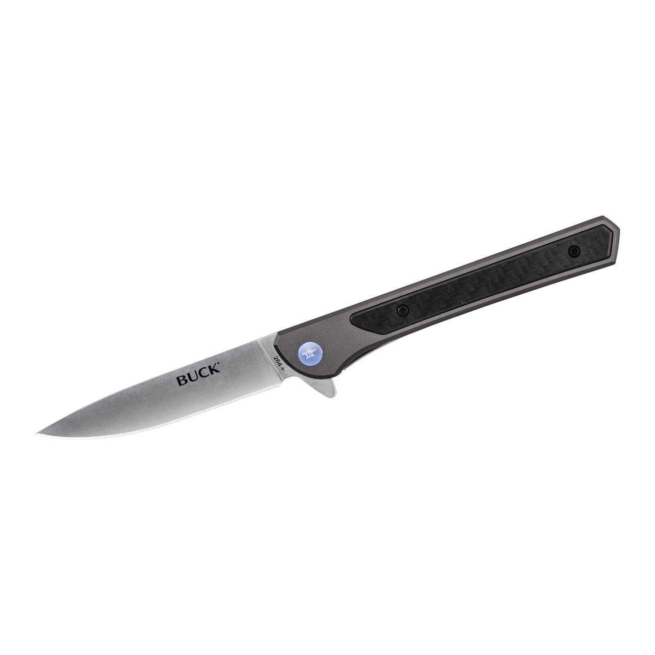 Taschenmesser mit CAVALIER Buck Griff Knives Carbonfaser Einhandmesser Aluminium / 264 Buck