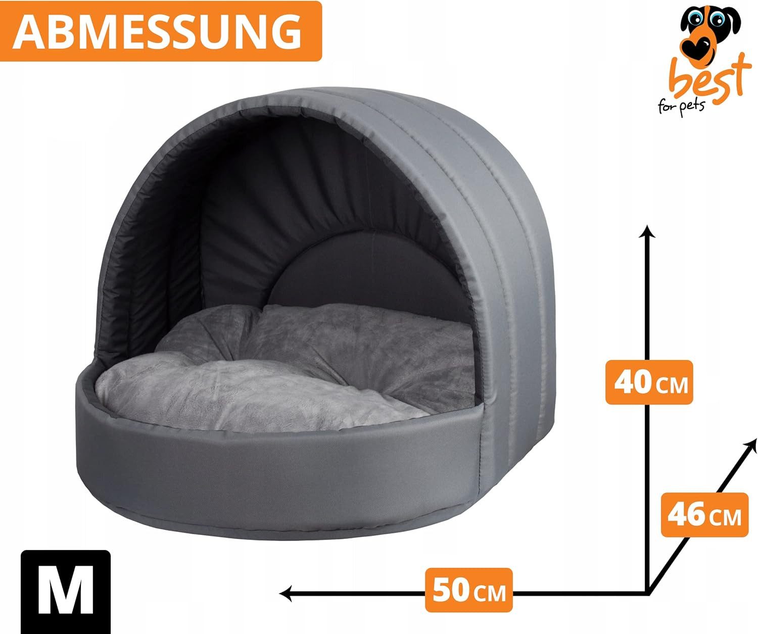 Best for Pets Hundehütte Hundebett Katzenbett mit Kissen wasserfest PVC gemütlicher Schlafplatz, Wasserfest, abwaschbar, kuscheliges Design