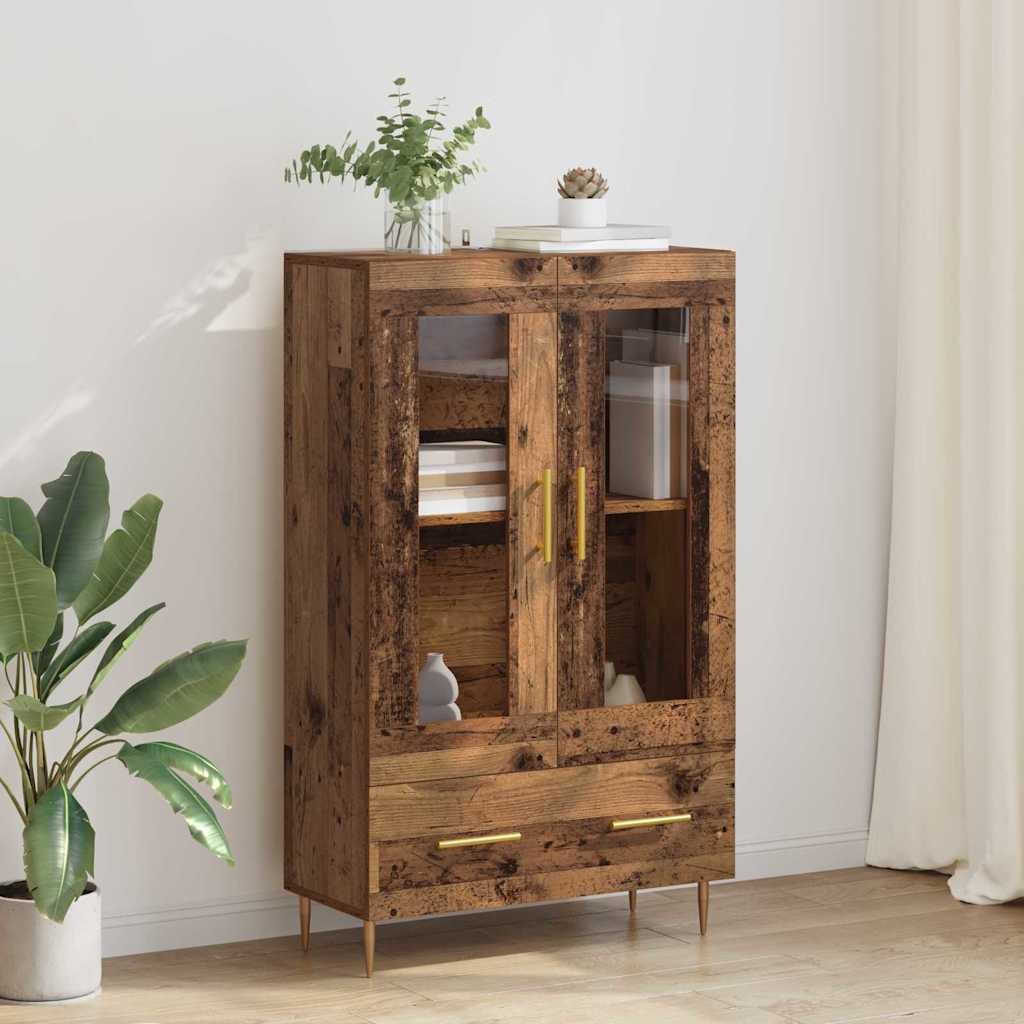 vidaXL Highboard Highboard Altholz 69,5 x 31 x 115 cm Engineered Wood und Glas (1 St)