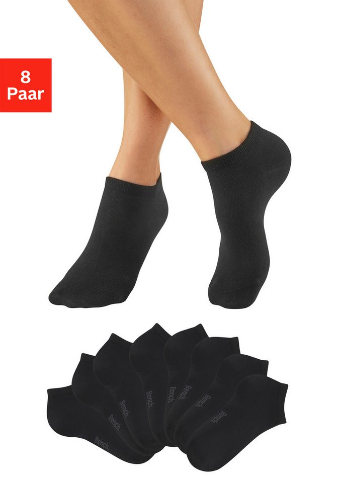 Bench. Sneakersocken Damensocken Logosocken klassisch mit Baumwolle (Packung, 8-Paar, Gr. 35-38 und 39-42) mit weicher Baumwolle