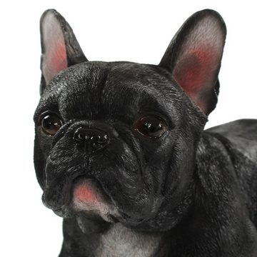 colourliving Tierfigur Hunde Figur Französische Bulldogge Figur stehend schwarz lebensecht (1x stehend), handbemalt, wetterfest, lebensecht wirkend