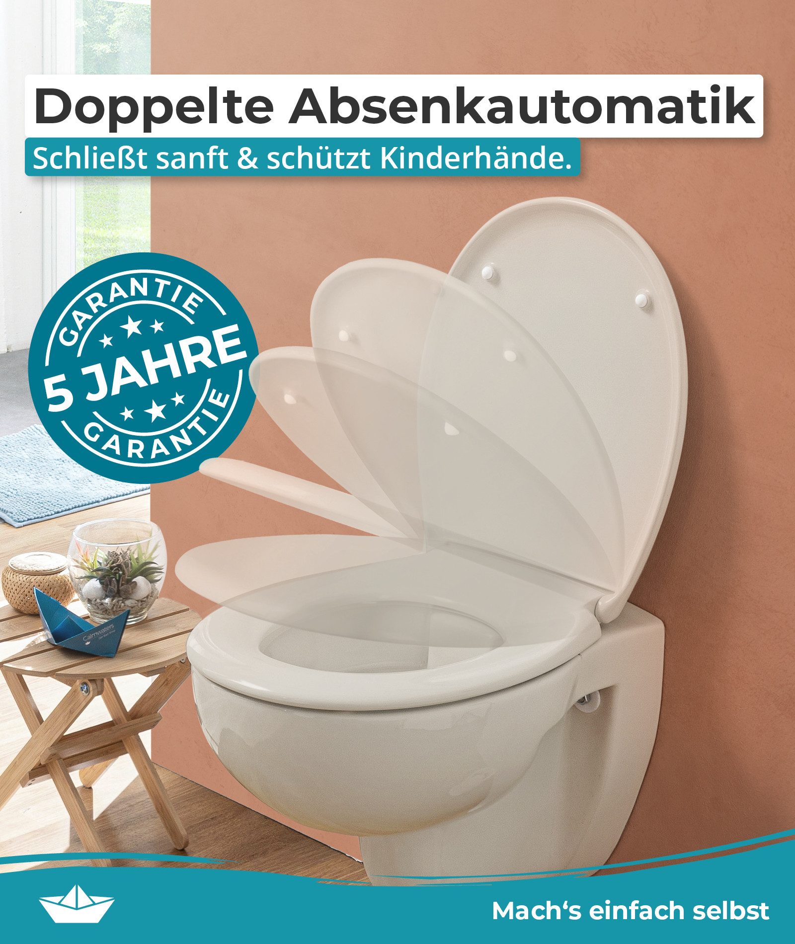 Calmwaters WC-Sitz Original, Premium, Made in EU, Absenkautomatik, bis 250 kg, Abnehmbar, 26LP6141