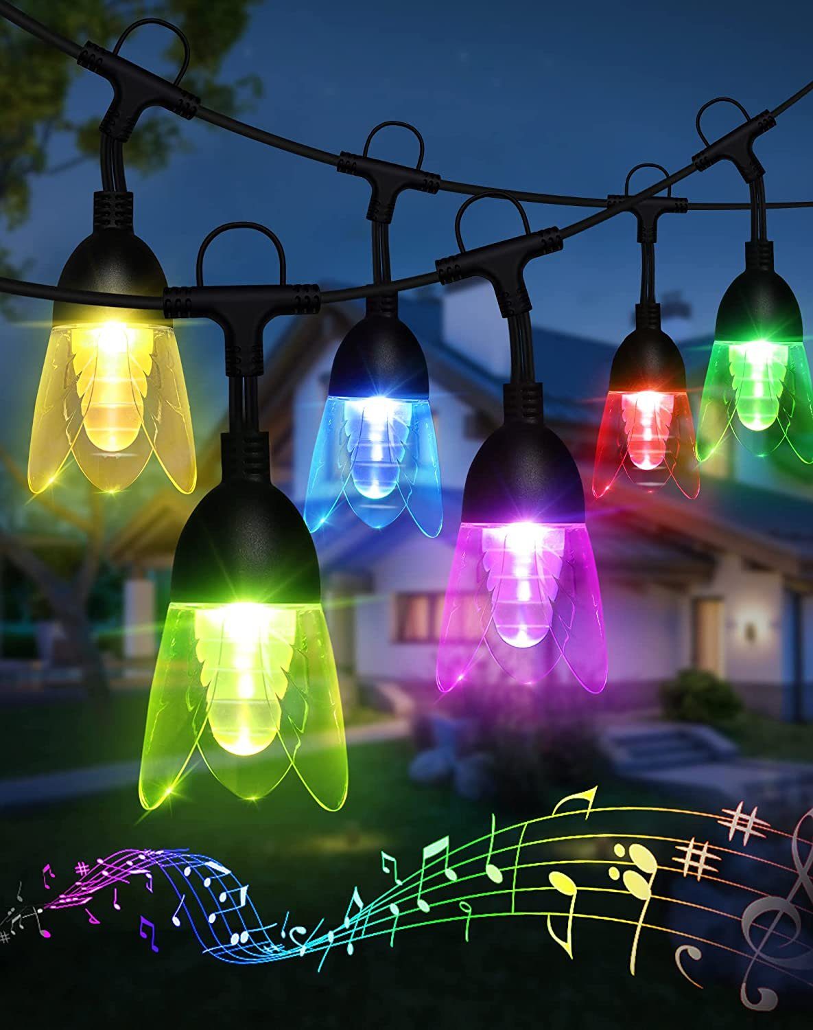 Diyarts LED-Lichterkette M8C, 14-flammig, Blütenblattform Bunte Lichterkette mit Bluetooth APP & Fernbedienung