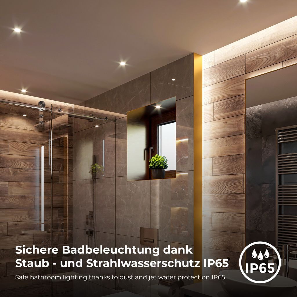 B.K.Licht LED Einbaustrahler 5er Set LED Bad-Einbauleuchten 230V flach dimmbar - BKL1573, Dimmfunktion, LED fest integriert, 2700K - Extra-Warmweiß, Deckenspots flach weiß matt Wohnzimmer Büro Flur