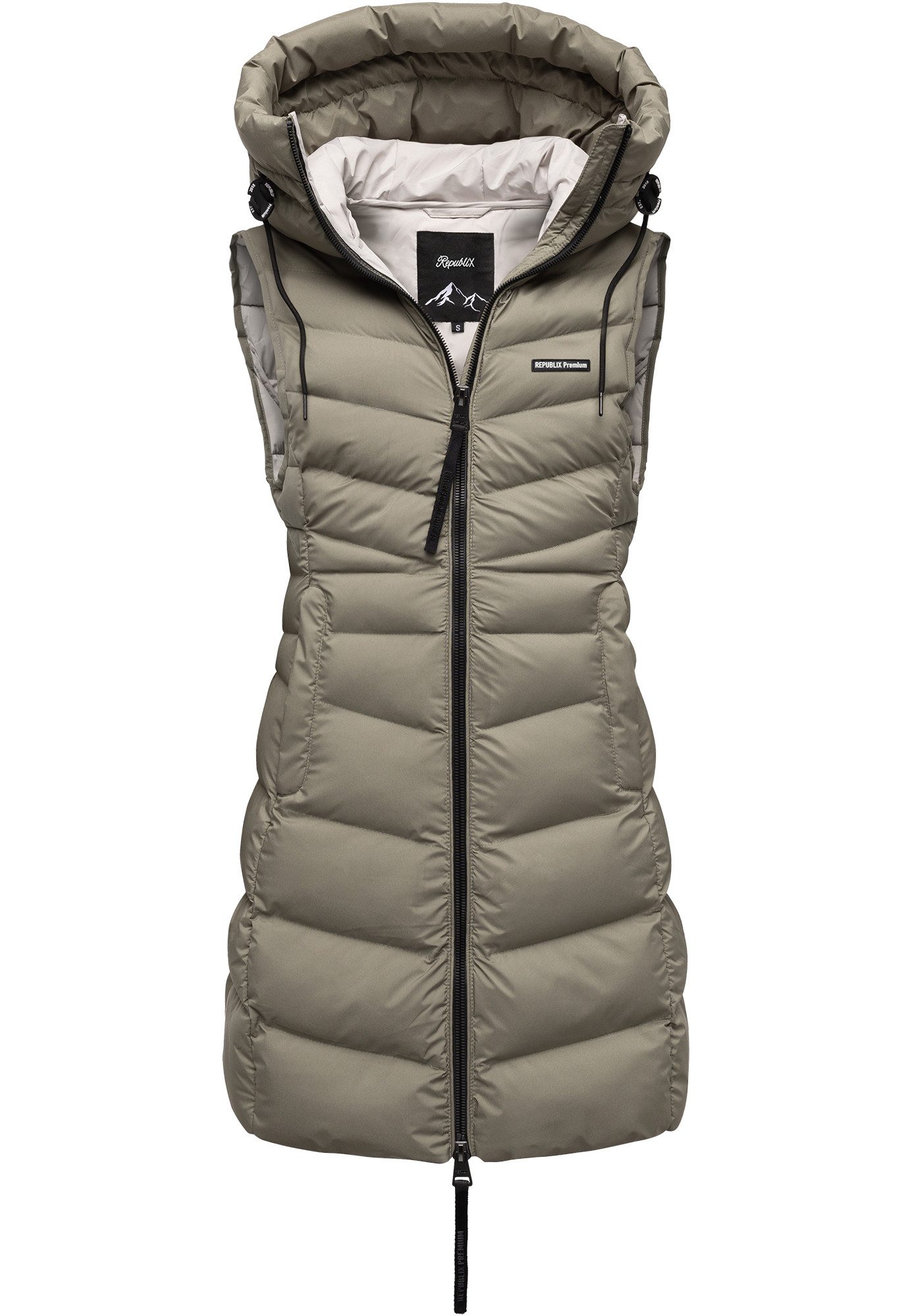 REPUBLIX Steppweste Steppweste warme Damen Outdoor-Weste Jacke lang mit Kapuze – Bild 2 von 3