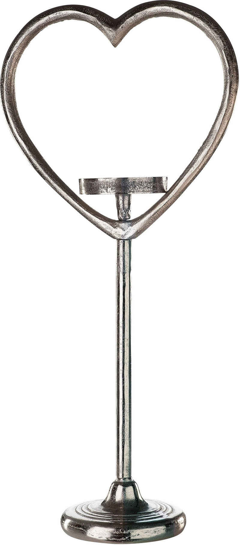GILDE Kerzenhalter Herz (1 St), Kerzenleuchter aus Aluminium, Höhe ca. 63 cm