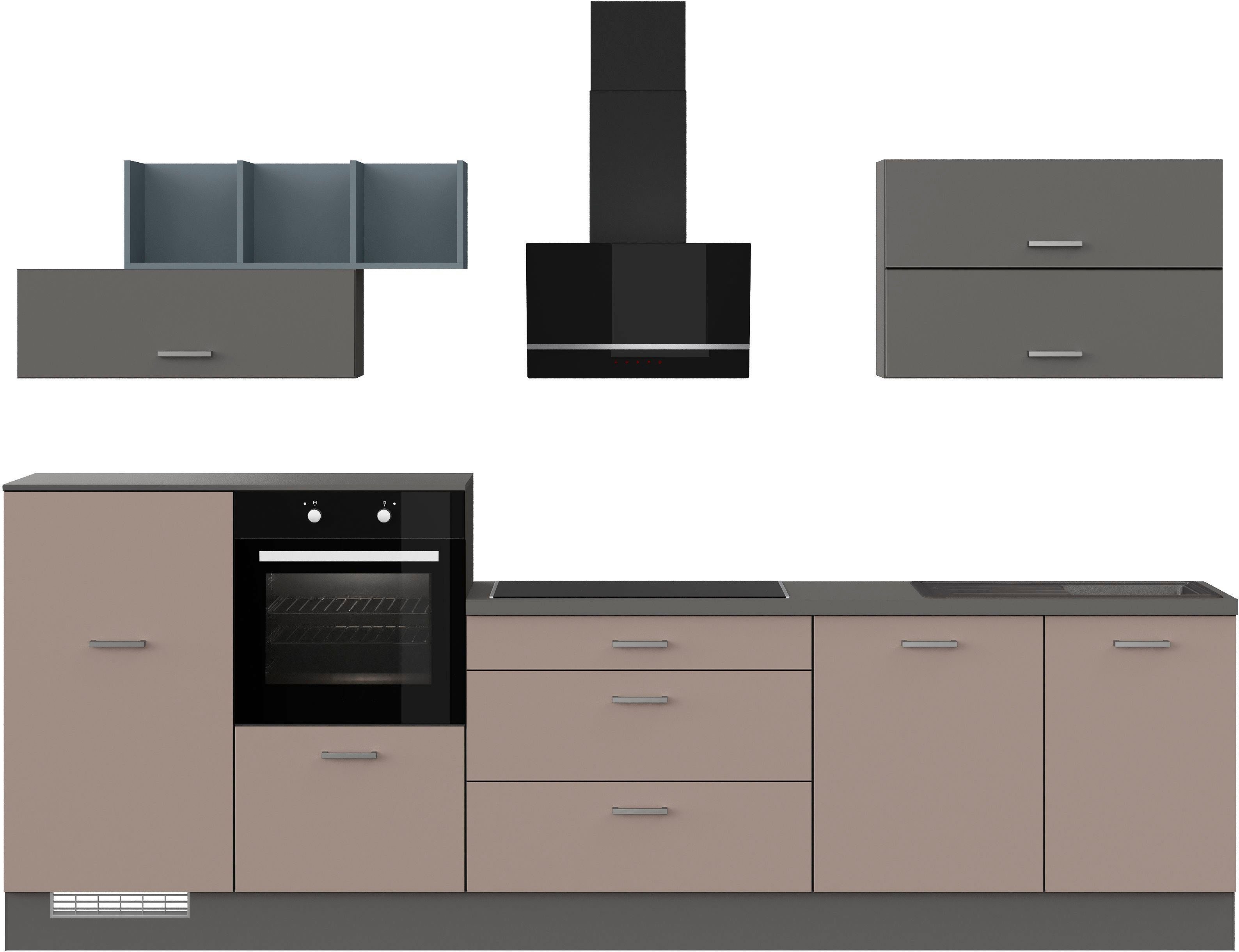 IMPULS KÜCHEN Küche "New York", vormontiert, wahlweise mit E-Geräten, mit  Vollauszug, Breite 320 cm