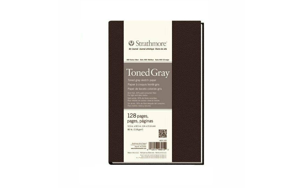 Strathmore Artist Papers™ Skizzenbuch Skizzen-Papier Toned Gray, Tagebuch Softcover Art Journal, 21,6 x 27,9 cm, 118 g/m², 128 Seiten