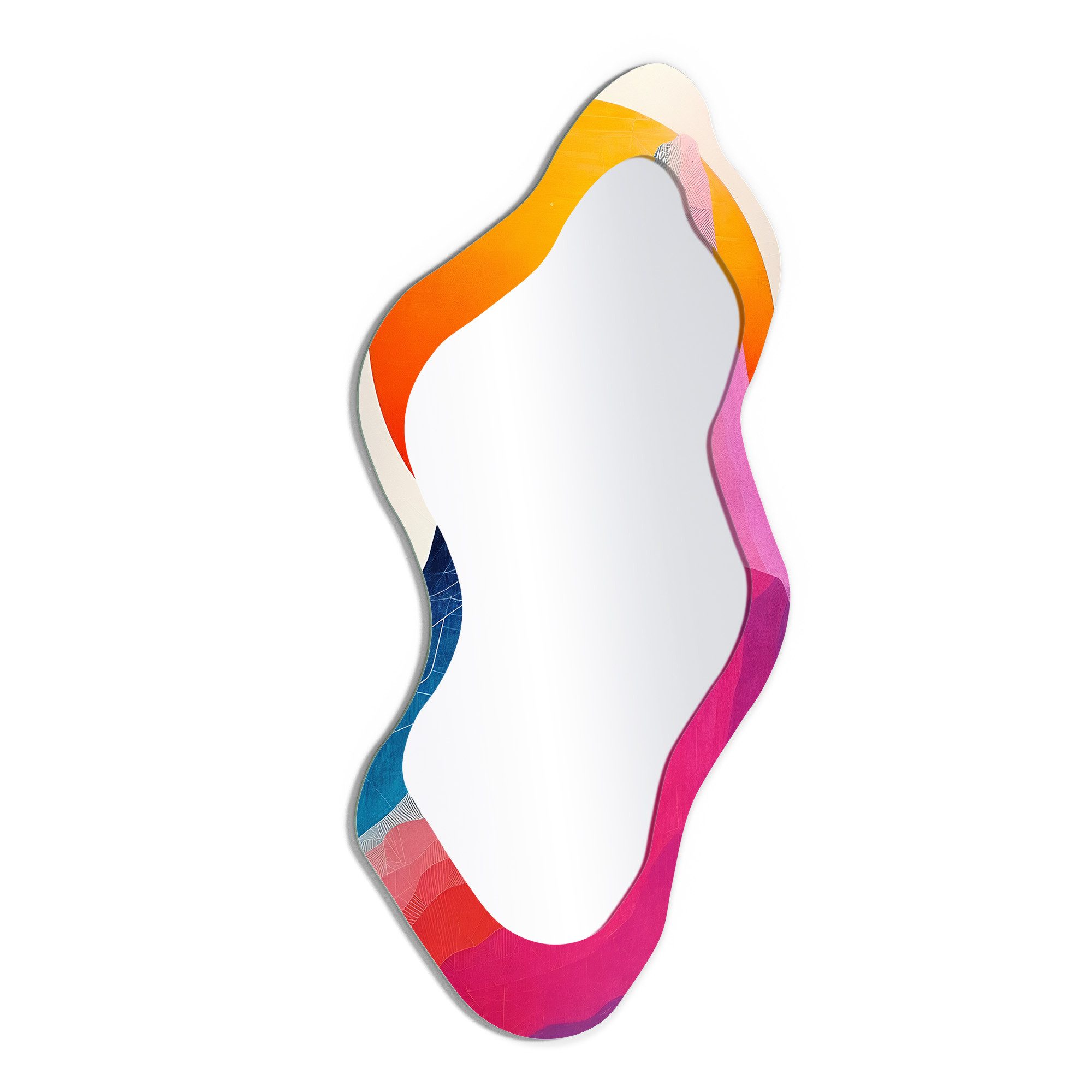 DEQORI Wandspiegel 'Farbschichten der Höhe', Зеркало organisch geformt selbstklebend Wand Wohnzimmer Flur groß XXL