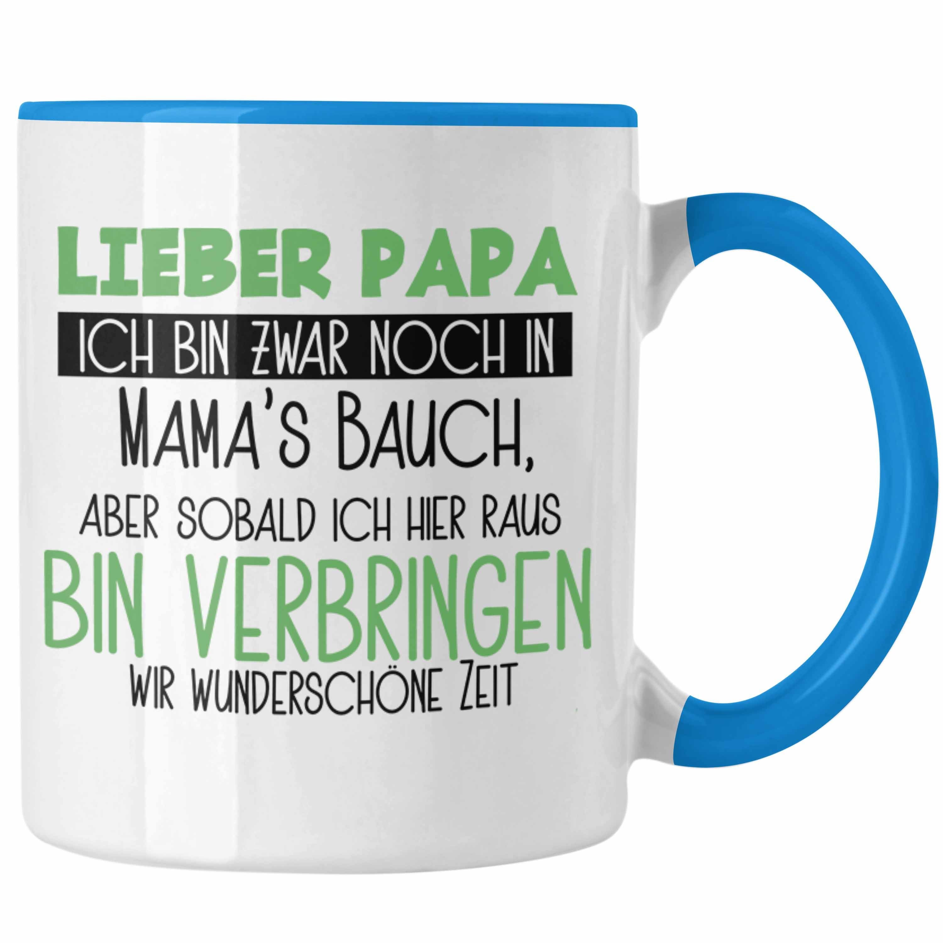 Trendation Tasse Schwangerschaft Tasse Geschenk für Papa Sohn Tochter Schwangerschafts Blau