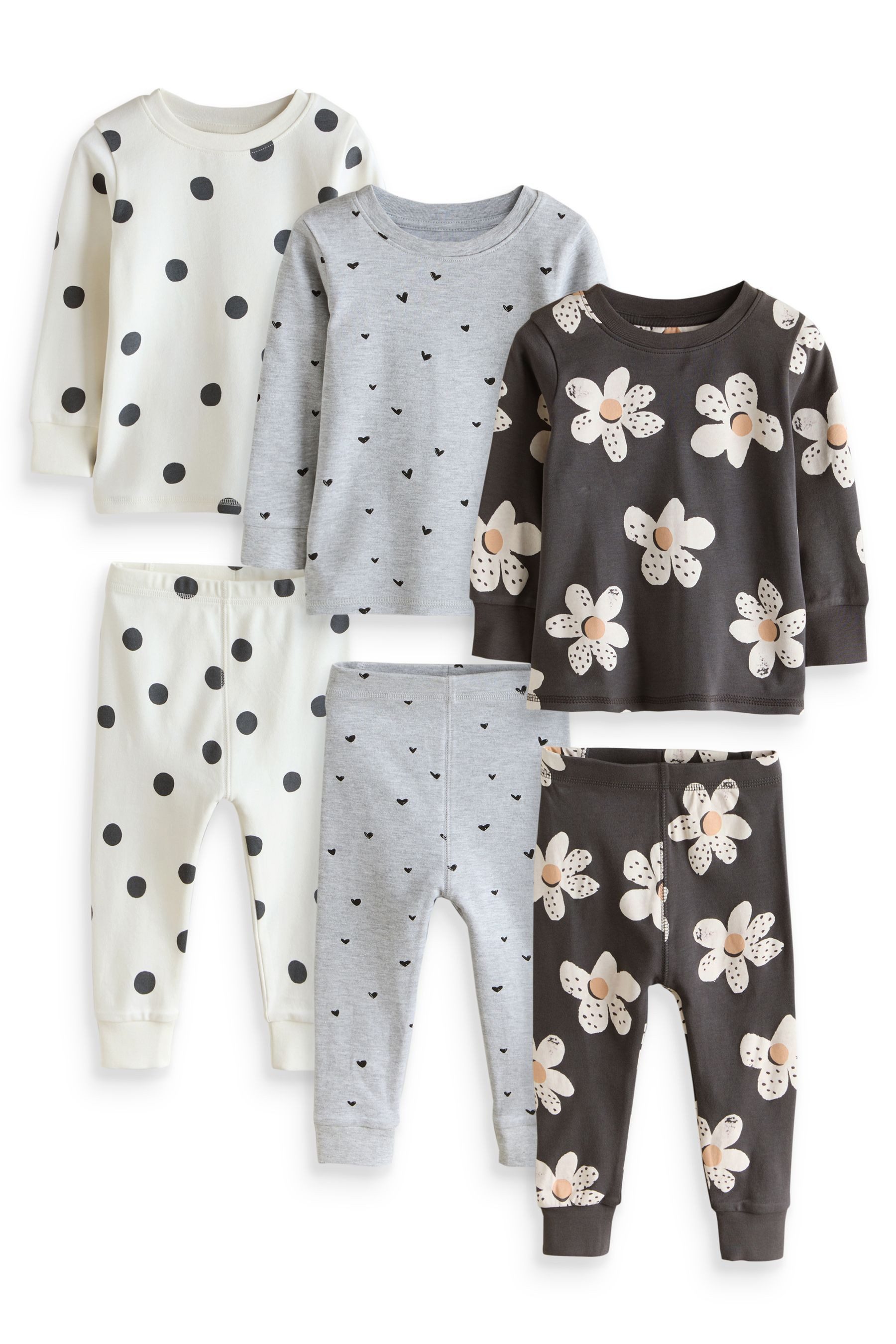Next Pyjama Schlafanzüge mit floralem Muster, 3er-Pack (6 tlg)
