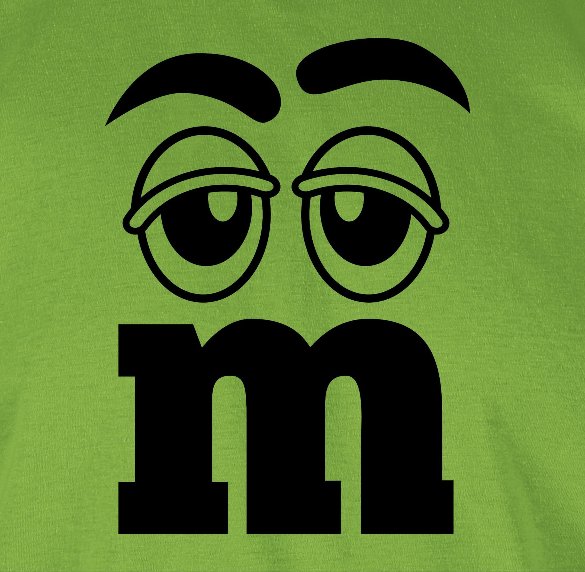 03 und M&M Figuren T-Shirt M M Aufdruck Karneval Hellgrün Fasching Shirtracer &
