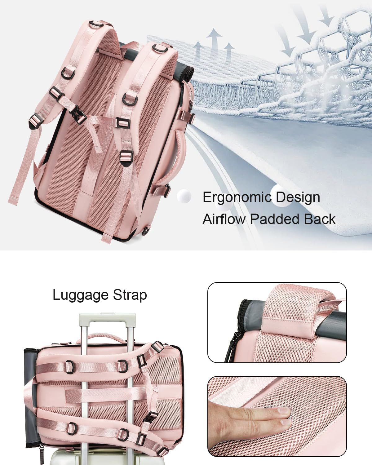 LIANNA Wanderrucksack Reise-Laptop-Rucksack. Passend für 16,5-Zoll-Notebook-Rucksack. (Set, 1-tlg., mit Federtasche), Handgepäck-Rucksack mit USB-Ladeanschluss.