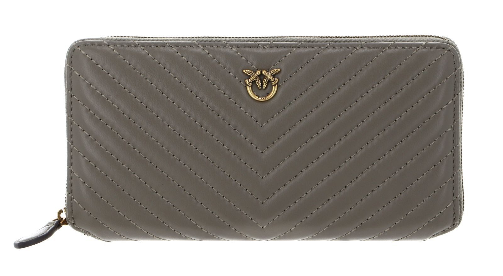 PINKO Geldbörse Zip Around Sheep Nappa Chevron, aus echtem Schafsleder