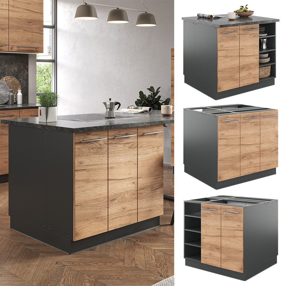 Vicco Unterschrank Fame-Line, Goldkraft Eiche/Anthrazit, 90 günstig online kaufen