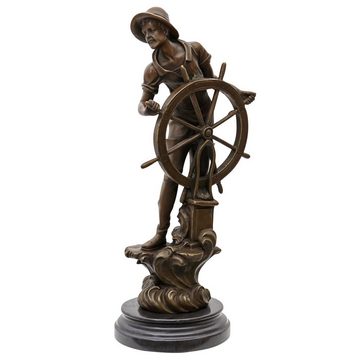 Aubaho Skulptur Seefahrer Bronzeskulptur Kapitän Schiff maritim Nautik See Steuermann