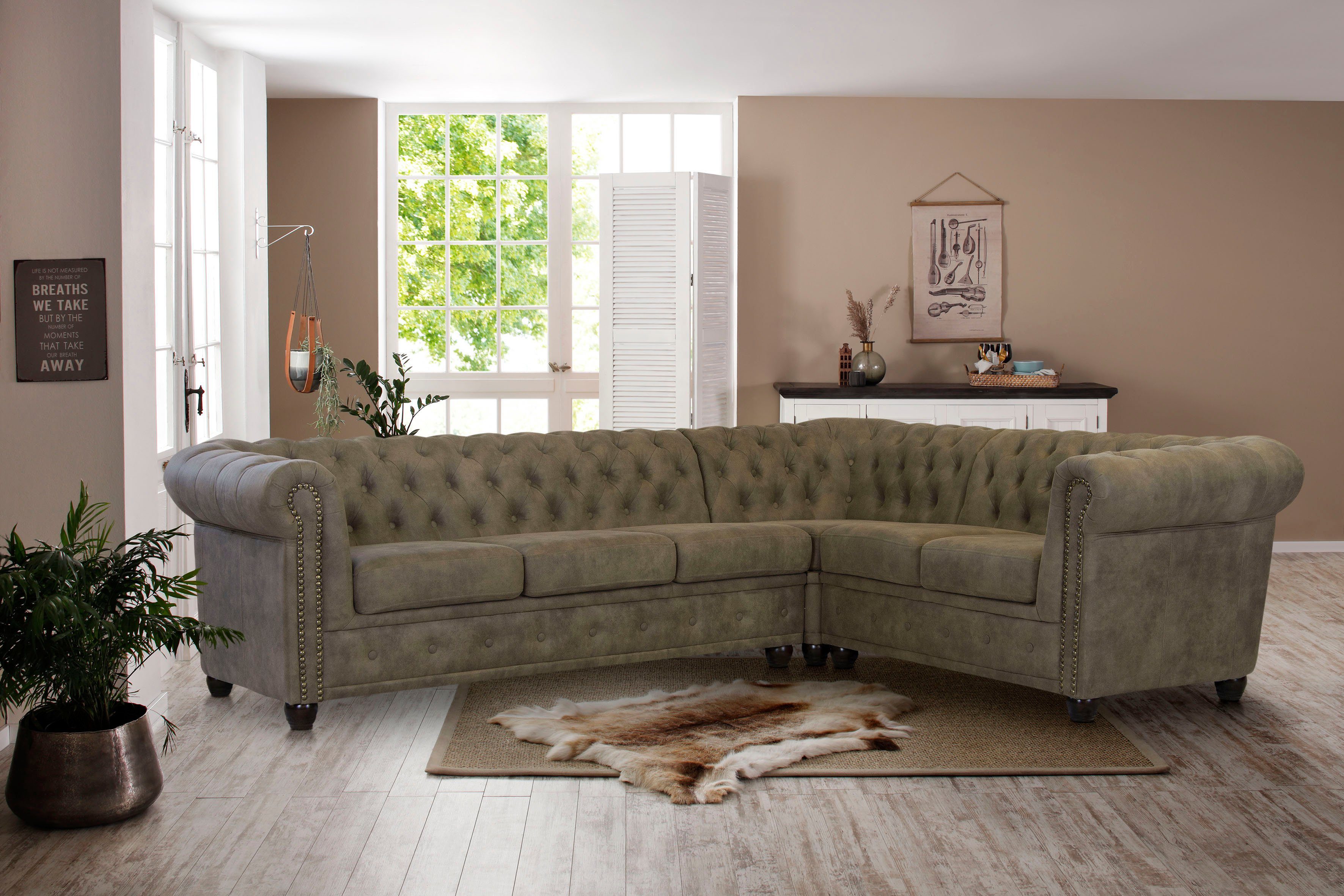 Home affaire Chesterfield-Sofa Rysum L-Form, Chesterfield-Optik, günstig online kaufen