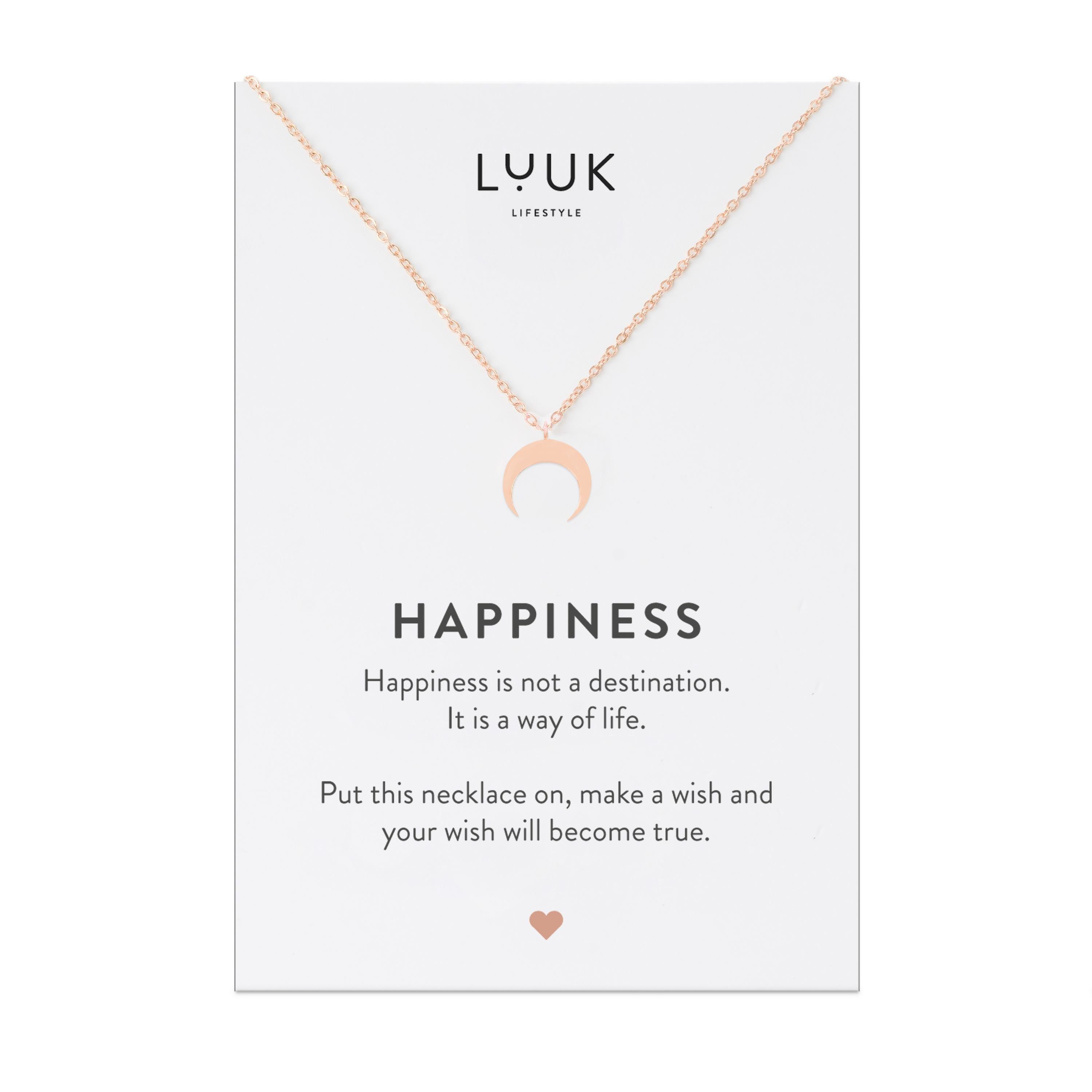 LUUK LIFESTYLE Kette mit Anhänger Halbmond, elegantes Design mit Mond Anhänger Rosé