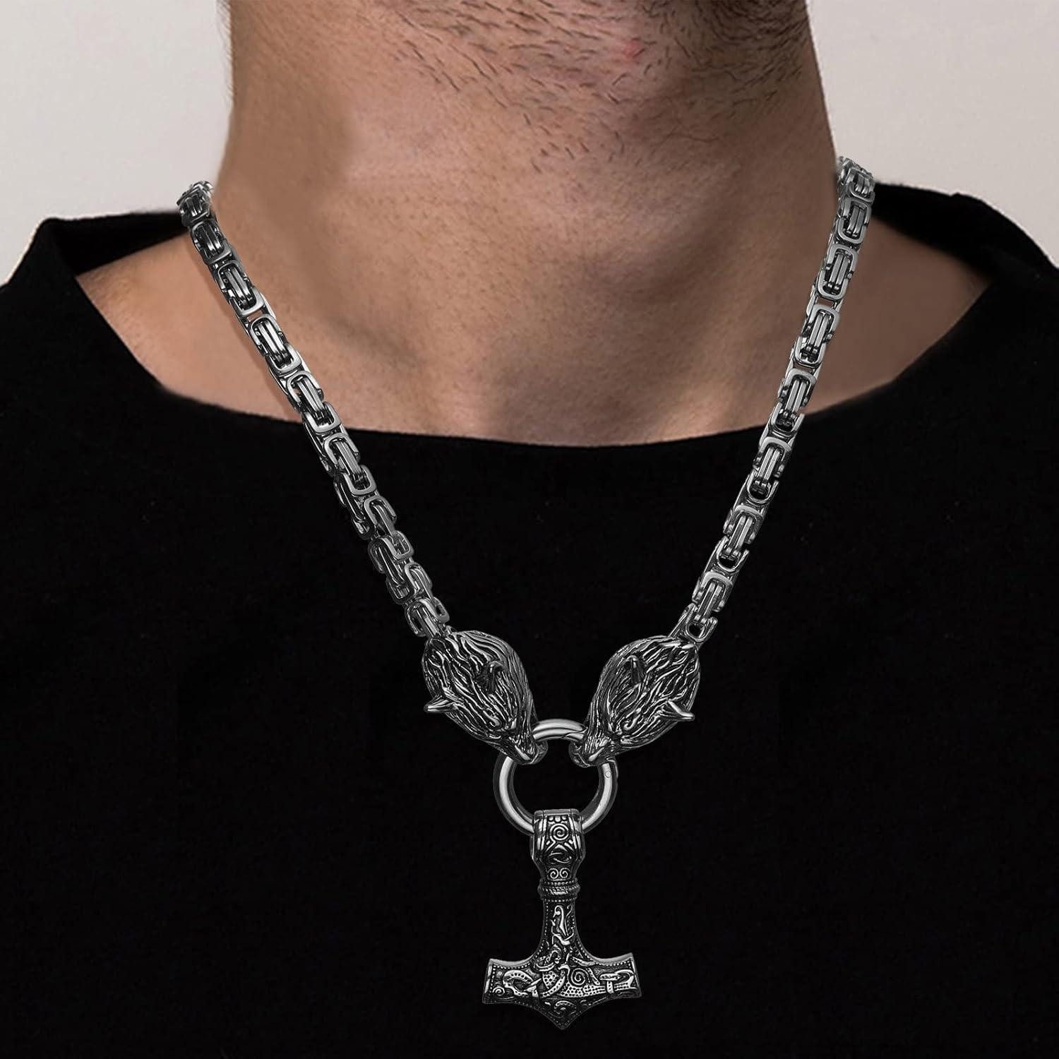 LuxusKollektion Kette mit Anhänger Wikinger Thors Hammer Halskette Edelstah günstig online kaufen