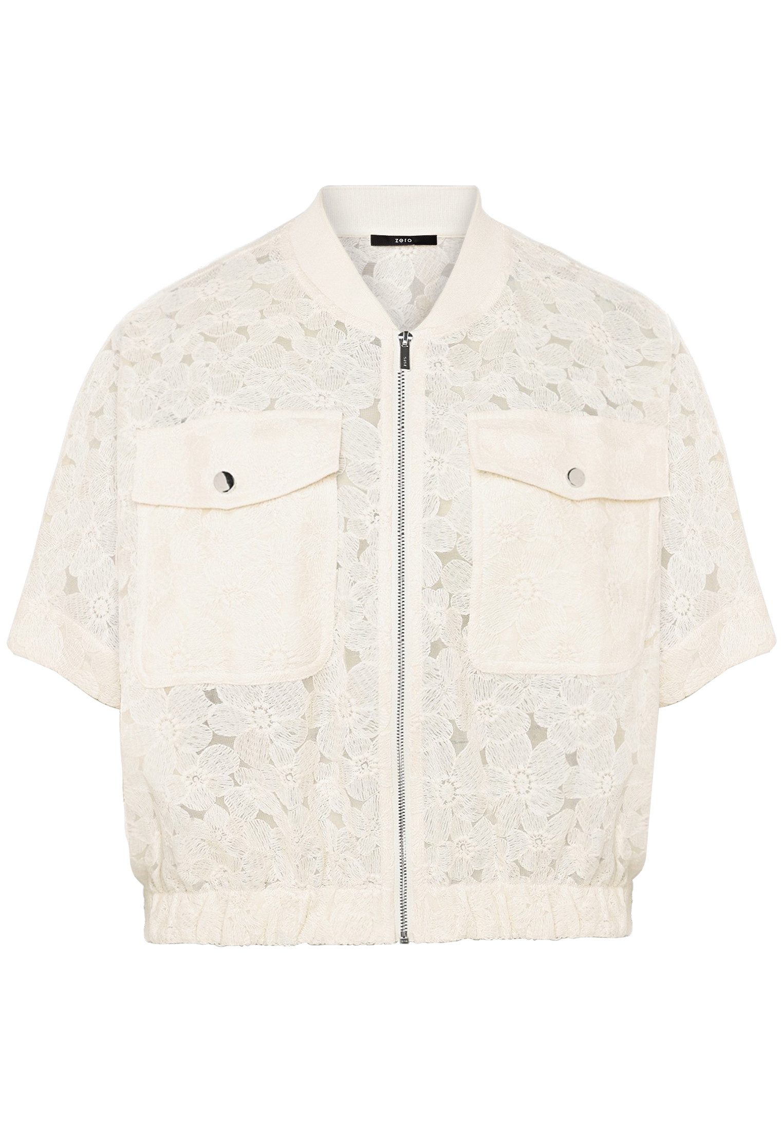 Zero Jackenblazer Damen kurzarm mit Taschen Spitze