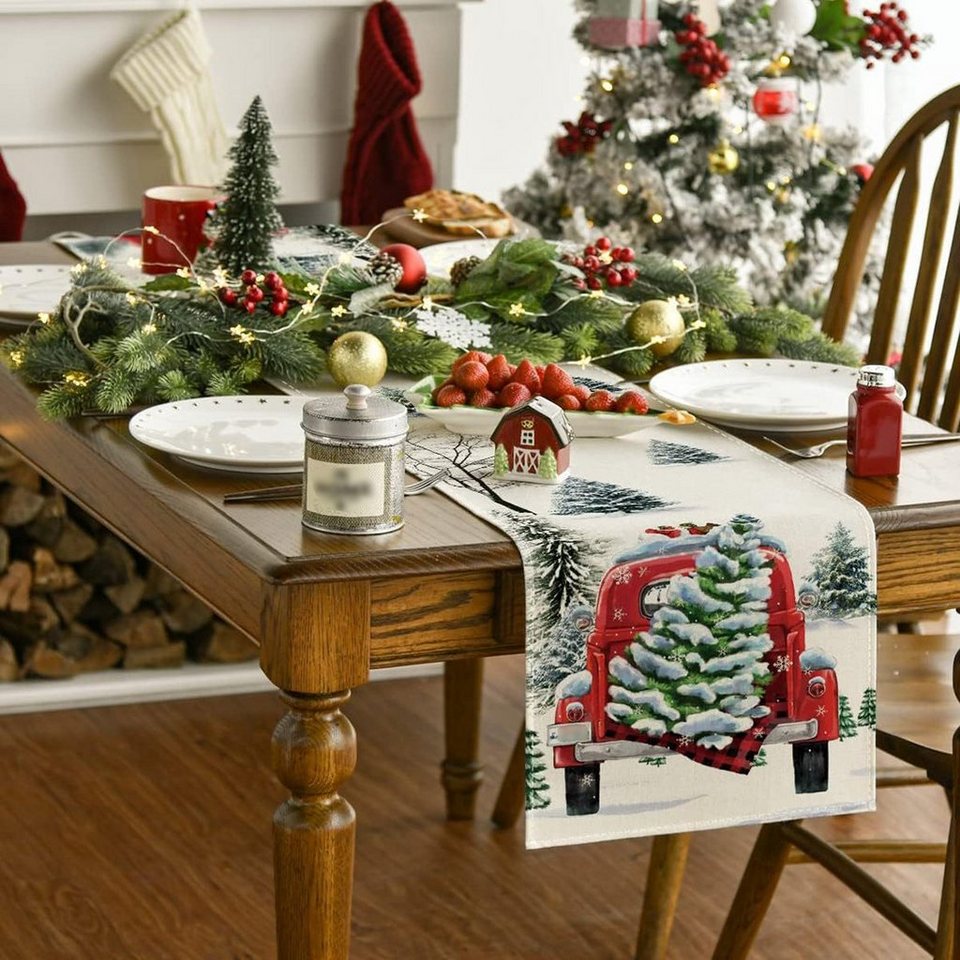 lang Weihnachten Ronner (1-tlg) Tischläufer UG Abwaschbar DekorationPlatzdeckchen Tisch Tischläufer