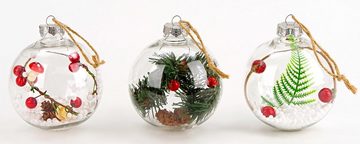 BRUBAKER Weihnachtsbaumkugel Christbaumkugel Set aus Acryl (9 St), Baumkugel Set mit Juteaufhängern, befüllte Weihnachtskugeln