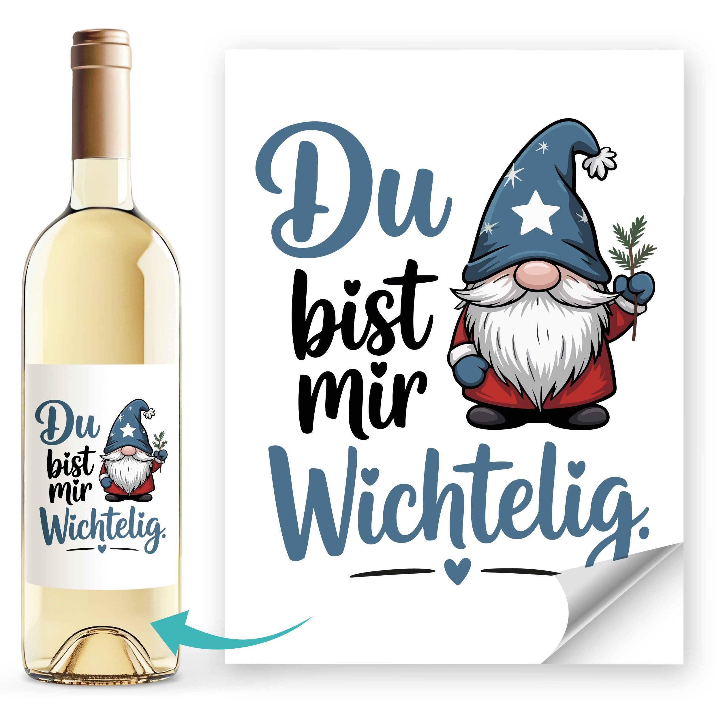 SpecialMe Aufkleber Weinetikett Weihnachten Flaschenaufkleber Wichtel Weihnachtszwerge