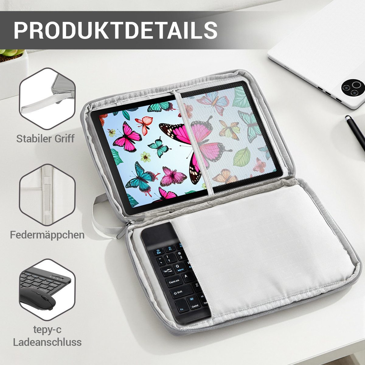 BUFO 10,1 Zoll 20(3+17)GB RAM 64GB ROM, Android 15, HD 1280x800, 5G WiFi Tablet (10,1", BT 5.4, WiFi 6, Dual-Kamera)
