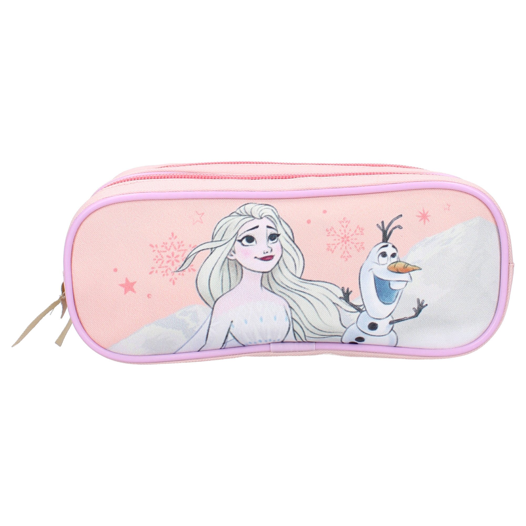 Disney Frozen Federmäppchen Stiftemäppchen – Rosa Schlampermäppchen mit zwei Fächern