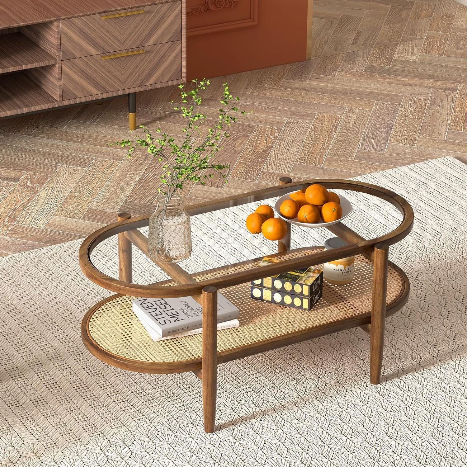 KOMFOTTEU Couchtisch Kaffeetisch, mit Glas-Tischplatte & günstig online kaufen