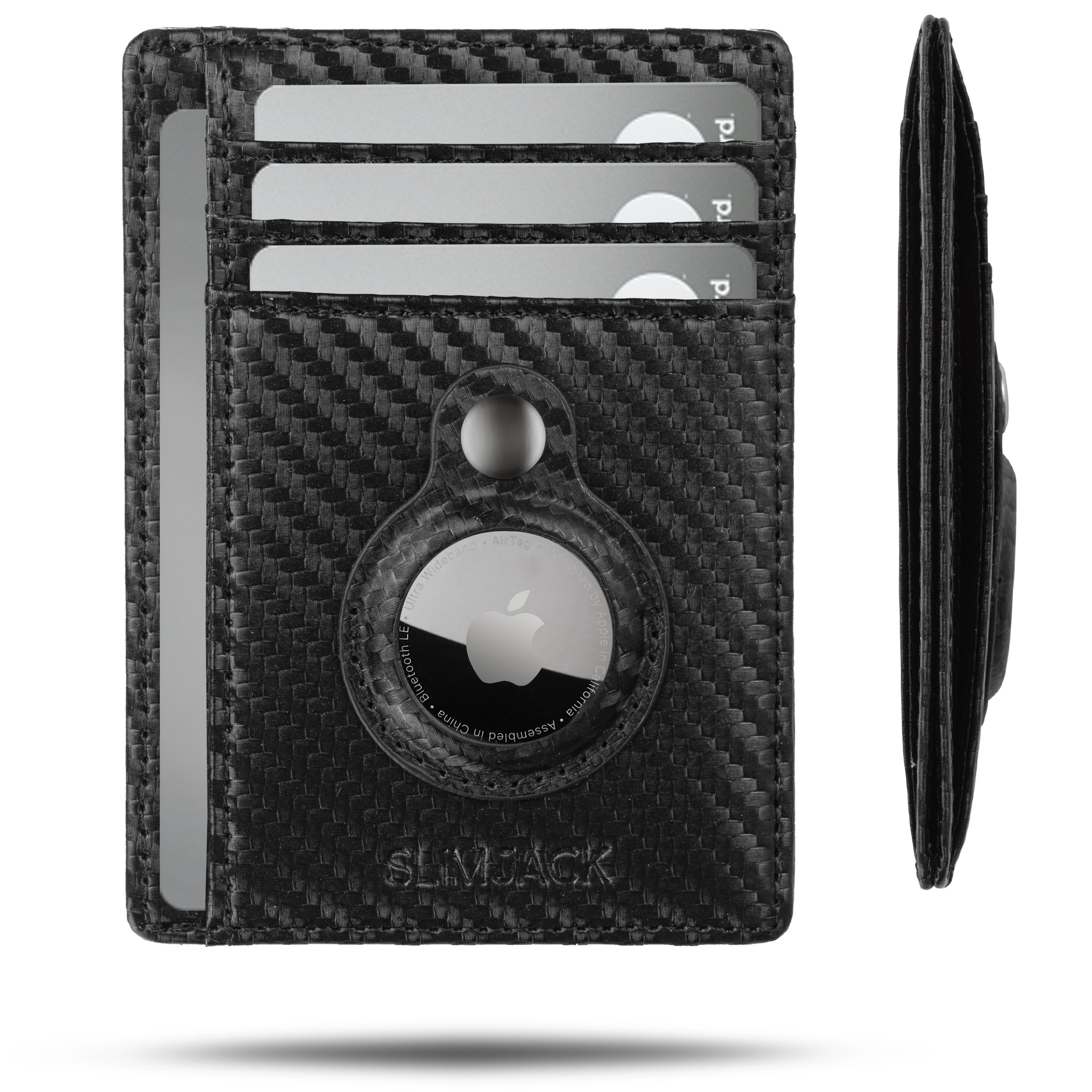 SLIMJACK Mini Geldbörse Apple AirTag Wallet - Herren - echt Leder - RFID-Sc günstig online kaufen